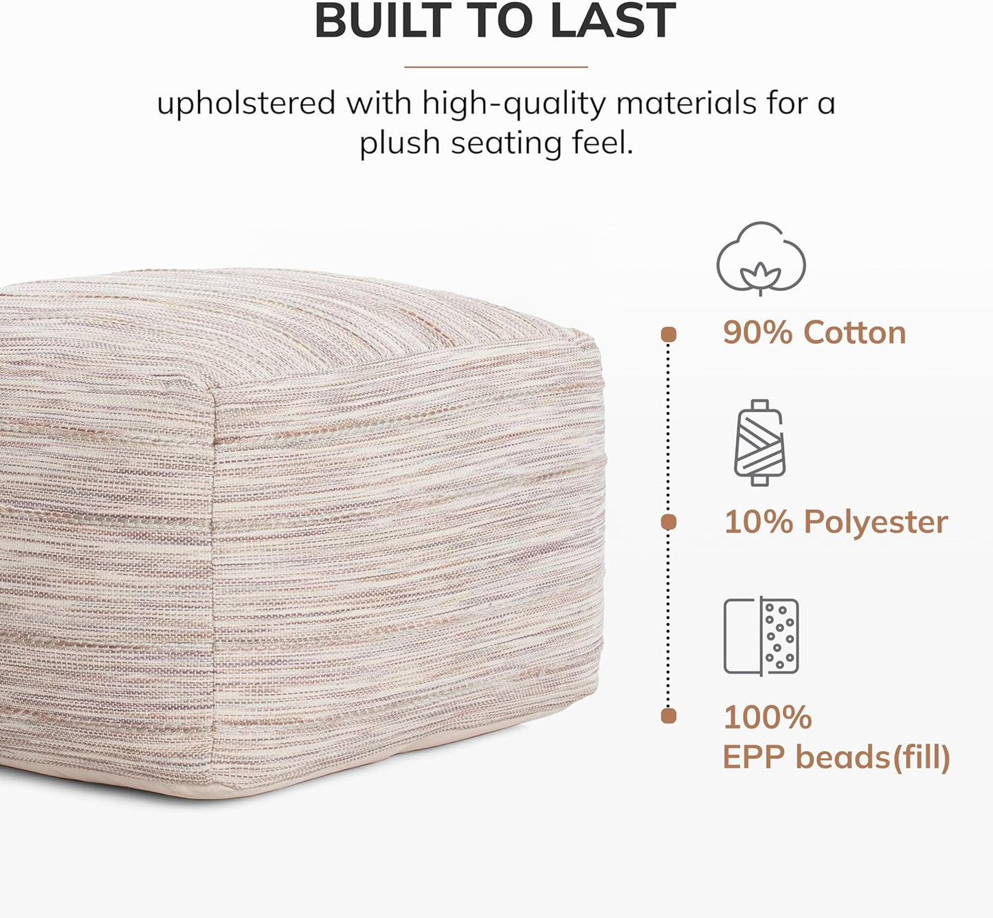 Anji Mountain 22"x22"x16" Handmade & Handcrafted Ottoman Pouf Comfortable Pouf Ottoman Foot Rest & Home Décor Accent for Living Room, Bedroom, Nursery, Kids Room, Patio