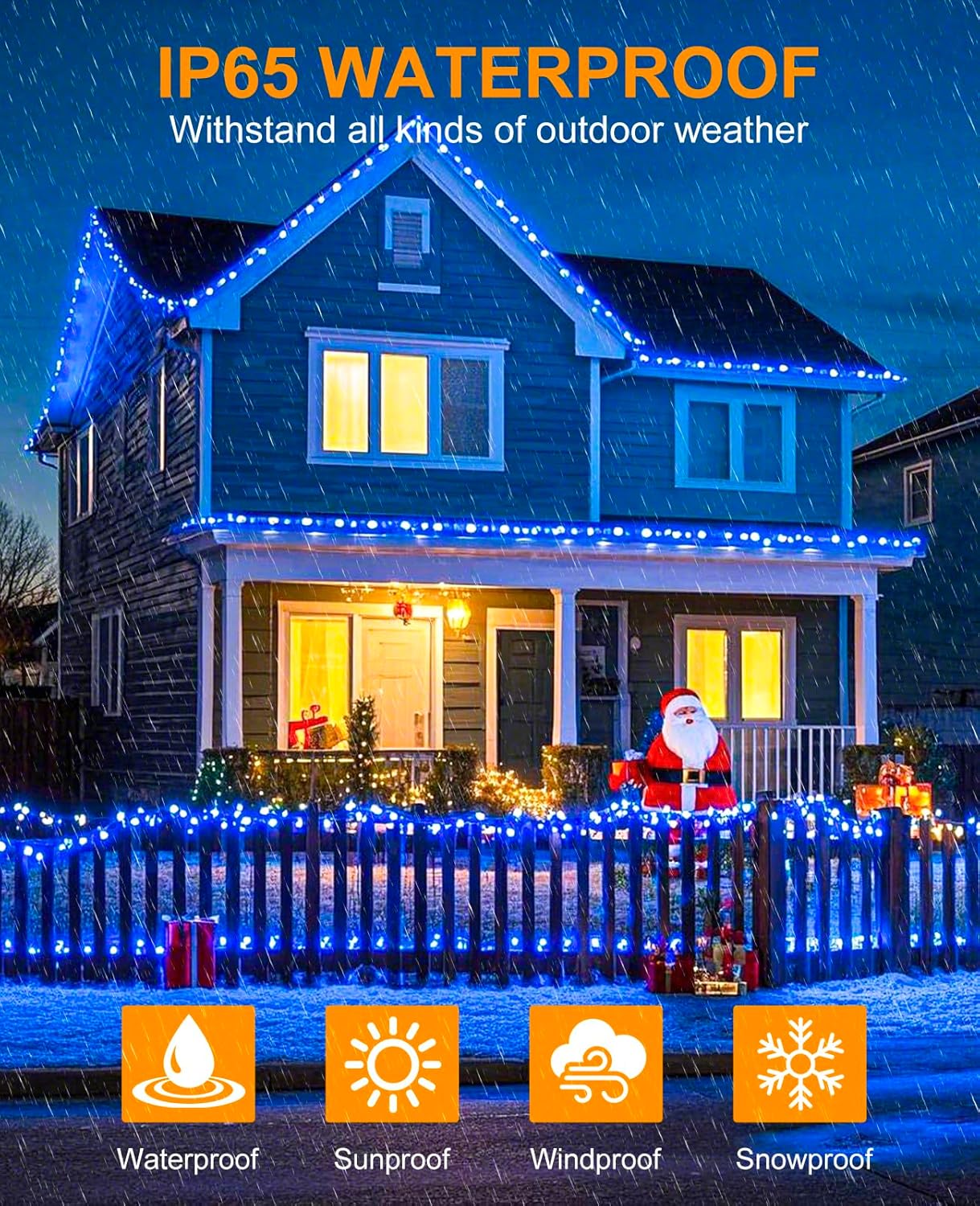 197FT 600 LED Christmas Lights Outdoor, Plug in Christmas Tree Lights 8 Modes, Waterproof String Twinkle Lights for Indoor House Patio Garden Party Wedding Holiday Decorations, Blue