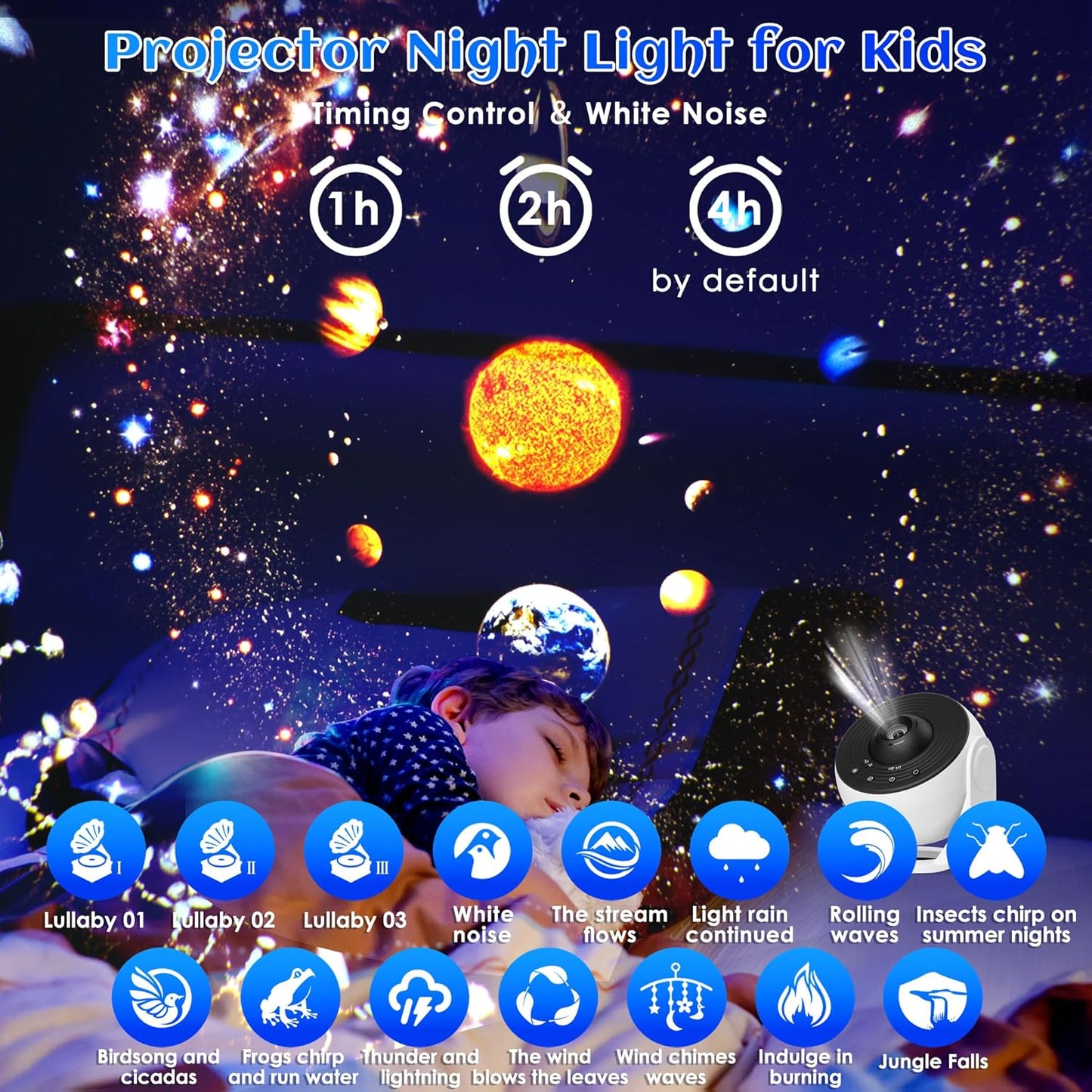 Galaxy Projector for Bedroom Pro Version, HD 12 in 1 Film Discs Star Projector Galaxy Light, Planetarium Projector with Timer, White Noise, 360 ° Rotation, Bluetooth, Remote Control