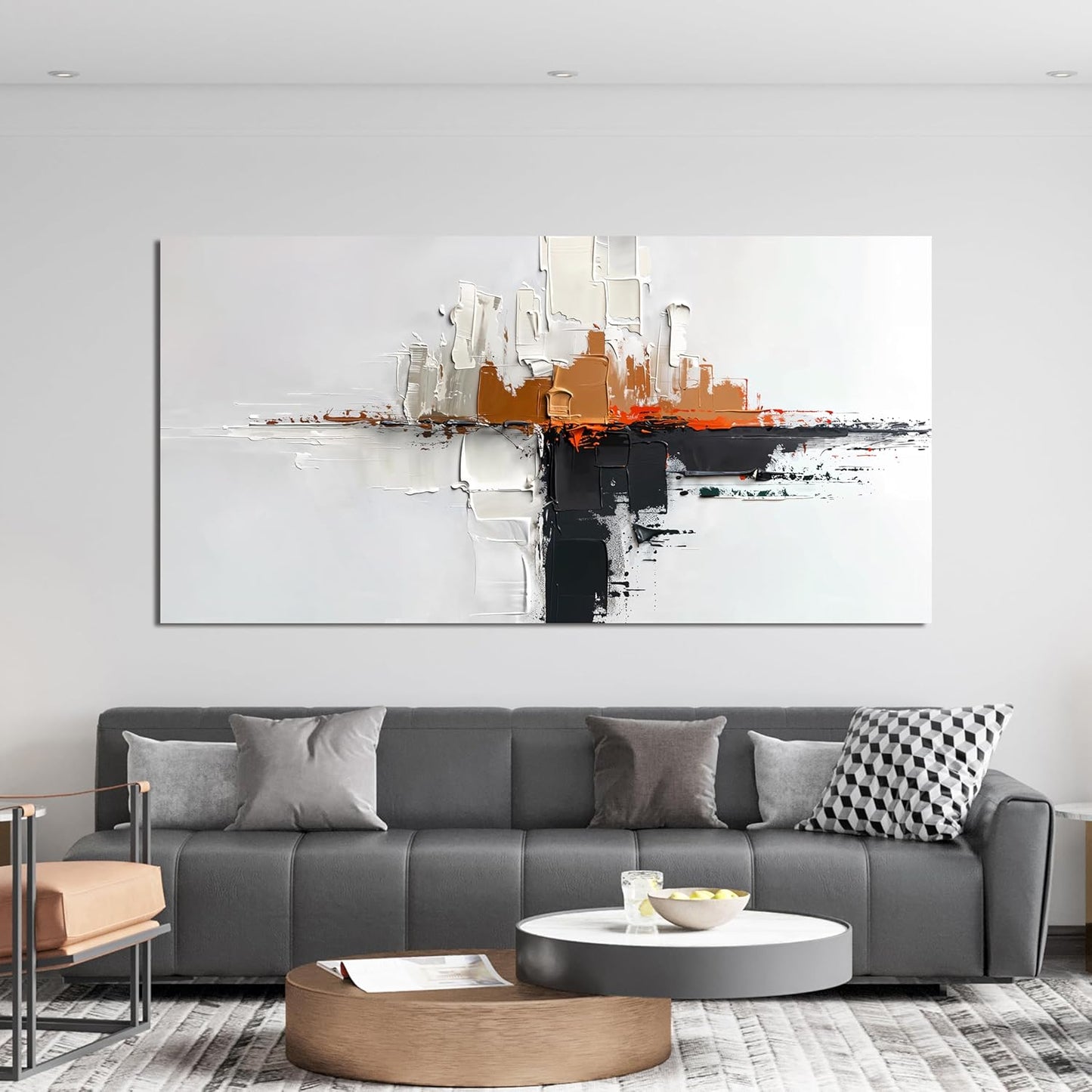 Abstract Large Wall Art Decor Modern Wall Art Pictures for Living Room Abstract Canvas Art Wall Decor Minimalist Black and White Wall Art Prints Artwork for Walls Bedroom Office Home Decor 24" X 48"