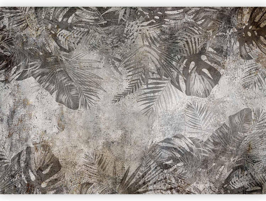 artgeist Premium Wall Mural Tropical Leaves 177x124 in - XXL Non-Woven Wallpaper Fleece Wall Decor Photo Print Picture Image Design Landscape Palms Leaves Monstera Grey b-C-0825-a-a