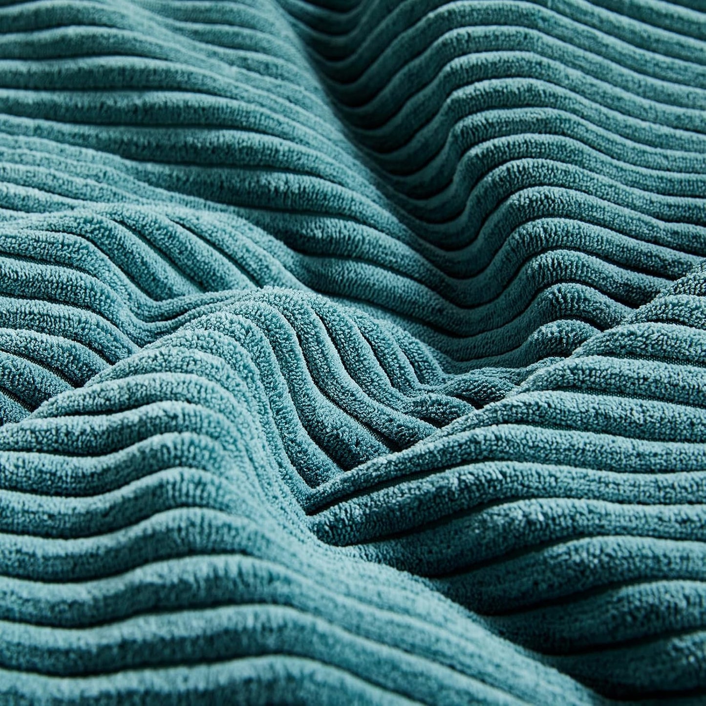 Fancy Homi 2 Packs Teal Lumbar Decorative Throw Pillow Covers 14x24 Inch for Living Room Couch Bed Sofa, Rustic Farmhouse Boho Home Decor, Soft Striped Corduroy Rectangle Accent Cushion Case 35x60 cm