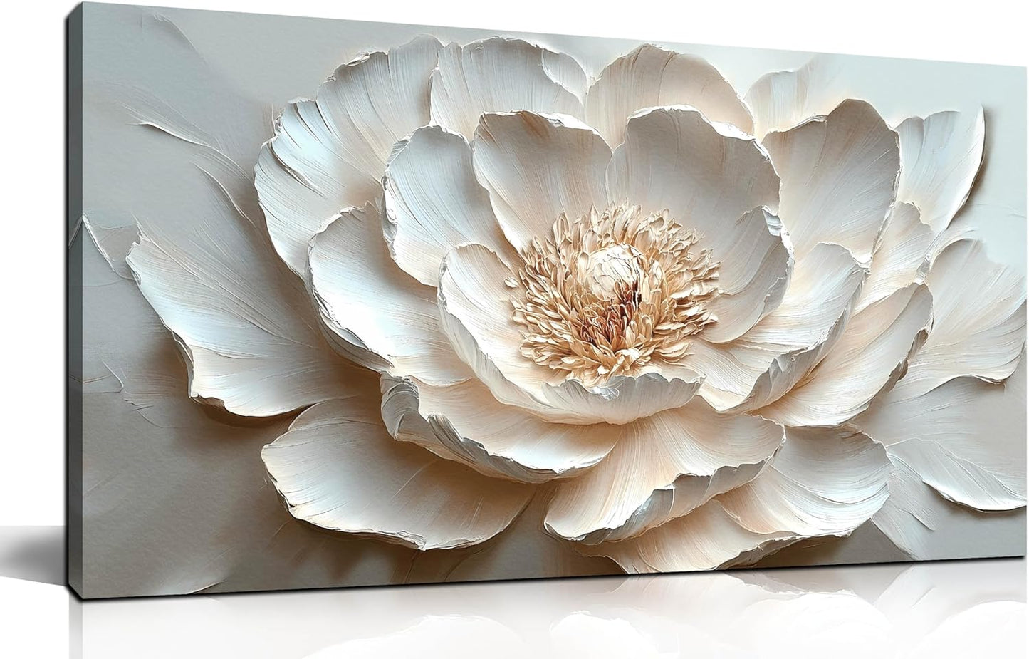 Flower Art Wall Decor for Living Room - White/Pink/Beige Canvas Wall Art for Office - Modern Wall Decor for Bedroom Women Size 20 x 40 Inch