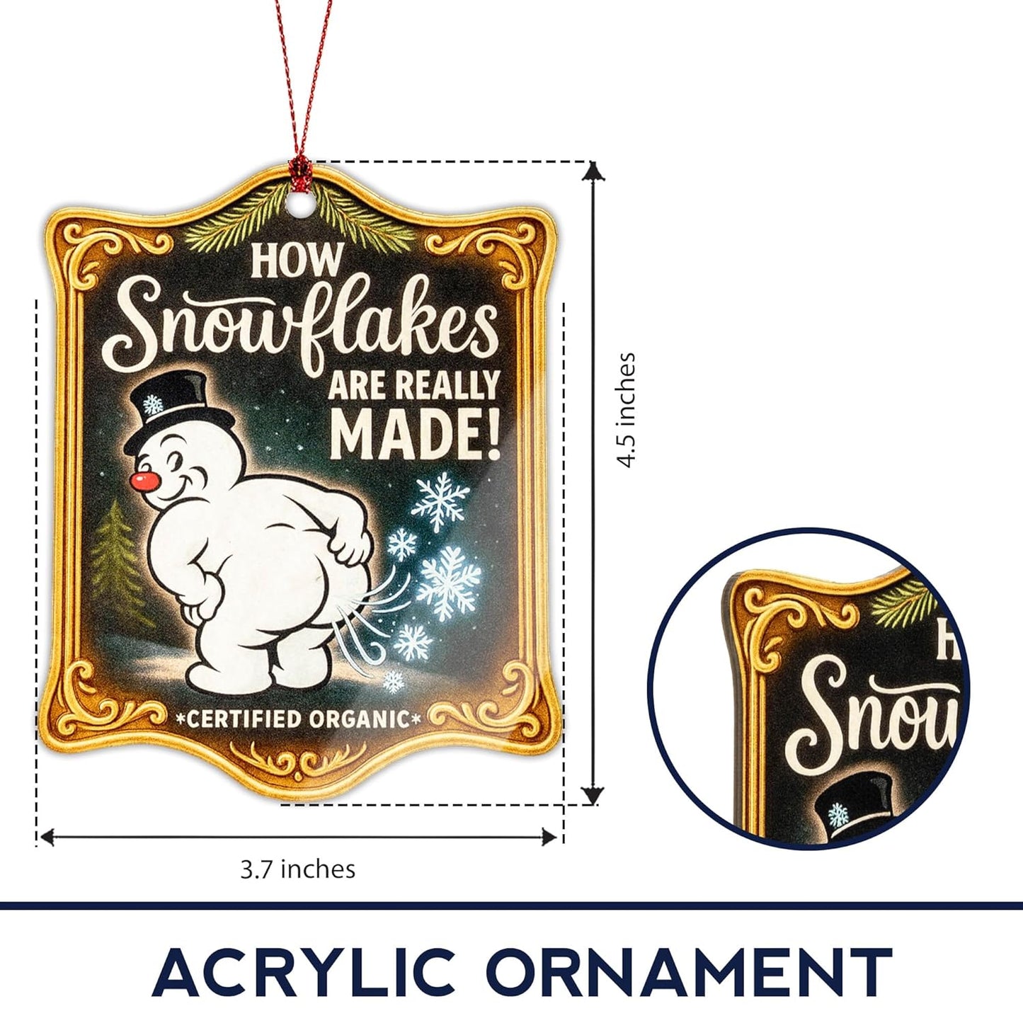 Funny Snowman Christmas Ornament – How Snowflakes Are Really Made – Hilarious Holiday Gag Gift for Adults, White Elephant Exchange, Office Party, Stocking Stuffer