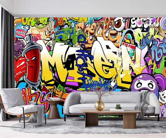 -Nursery Color Graffiti Abstract Letters Bedroom Wallpaper XT16 L 180" x 115"