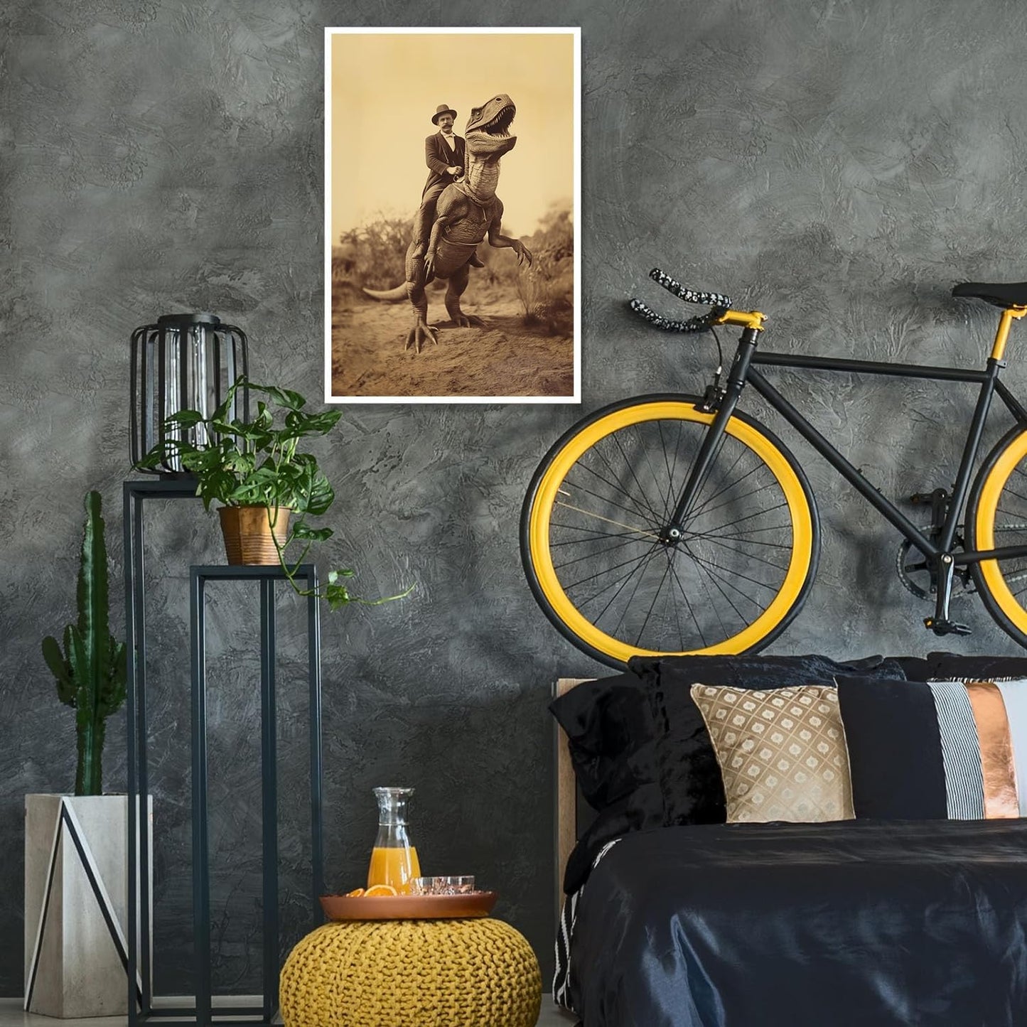 Generic Goth Decor Antiqued Wicca Art Poster Dark Academy Dinosaur And Cowboy Canvas Wall Art Horror Posters Spooky Indoor Art Family Bedroom Office Space Decor 16X24inch Unframed