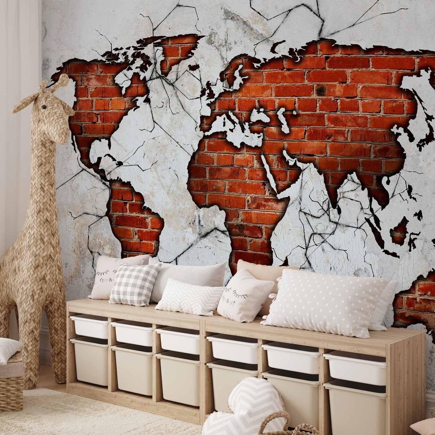 artgeist Wall Mural World Map 96x69 in - XXL Peel and Stick Self-Adhesive Wallpaper Removable Large Sticker Foil Wall Decor Print Picture Image Design Map of The World k-A-0495-a-a
