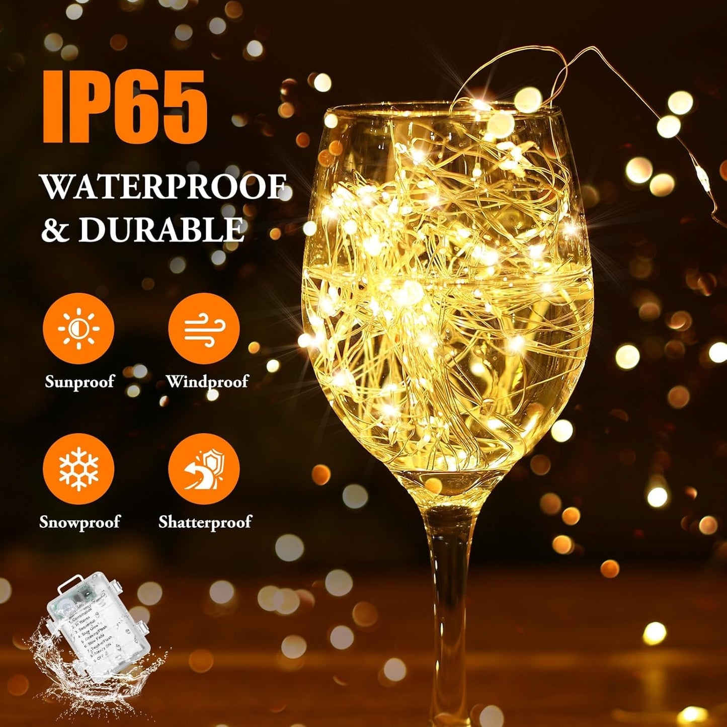 6 Pack 100 LED Fairy Lights Battery Operated with Timer & Remote, 33FT Waterproof Twinkle Lights Indoor Outdoor, Fairy String lights for Bedroom Classroom DIY Wedding Christmas Decorations, Warm White