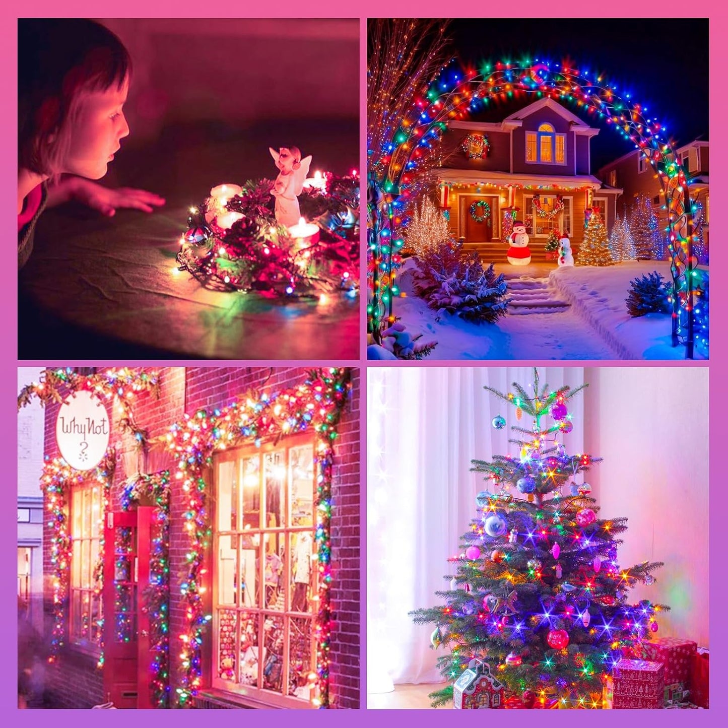 33 FT 100 LED Christmas Decoration Indoor Outdoor, Connetable Green Wire Waterproof Mini Lights with Memory Function & Timer & 8 Modes for Xmas Tree Birthday Wedding Garden Party Decor (Multicolor)