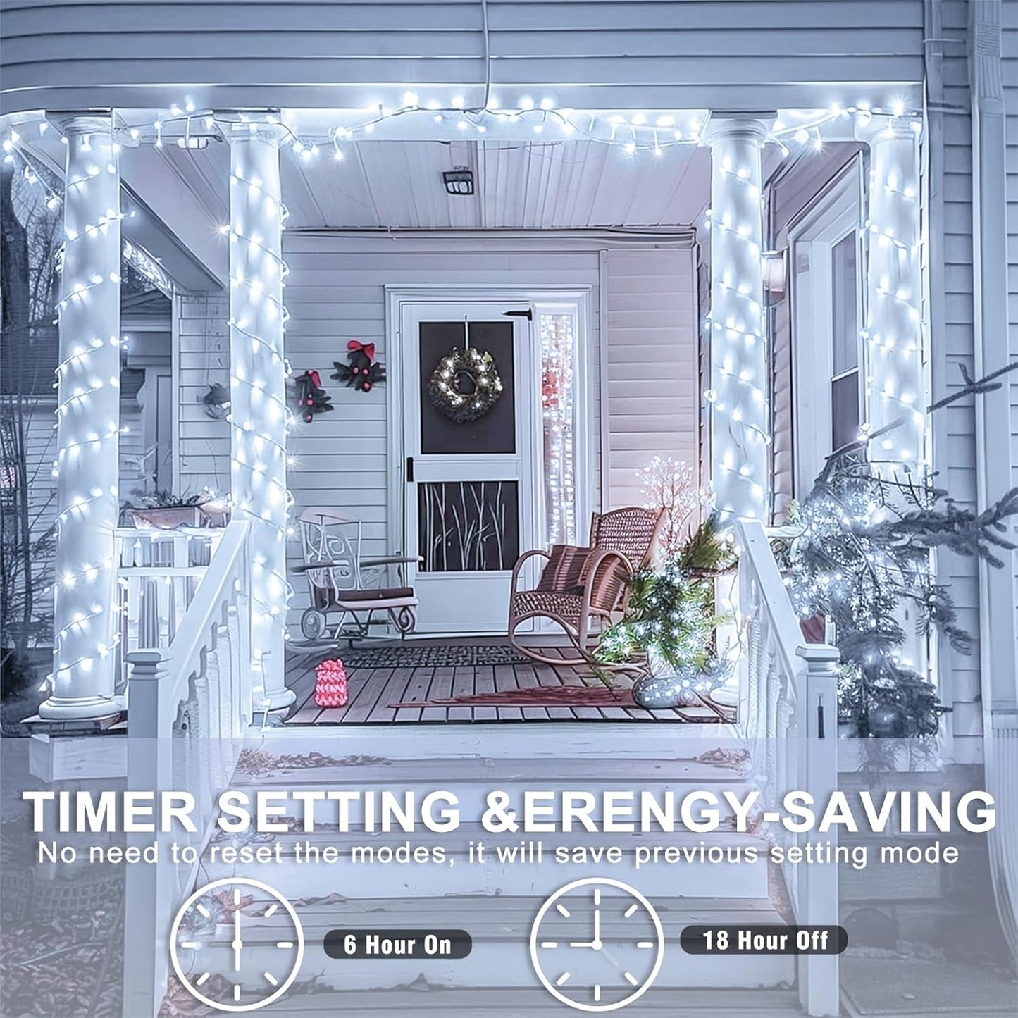 132FT 400 LED White String Lights Indoor Bedroom, 8 Modes White Christmas Lights Outdoor Clear Wire, Plug in Twinkle Fairy Lights for Bedroom Wedding Tree Christmas Decorations