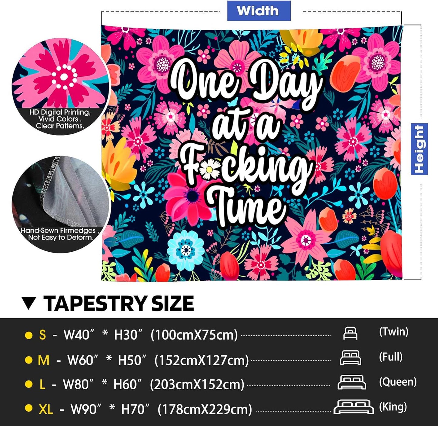 ADDWel Blacklight Floral Tapestry, Hippie Flower Tapestry Glow In The Dark, UV Reactive Black Light Upright Posters Wall Hanging for Bedroom Dorm Living Room Backdrop Decor