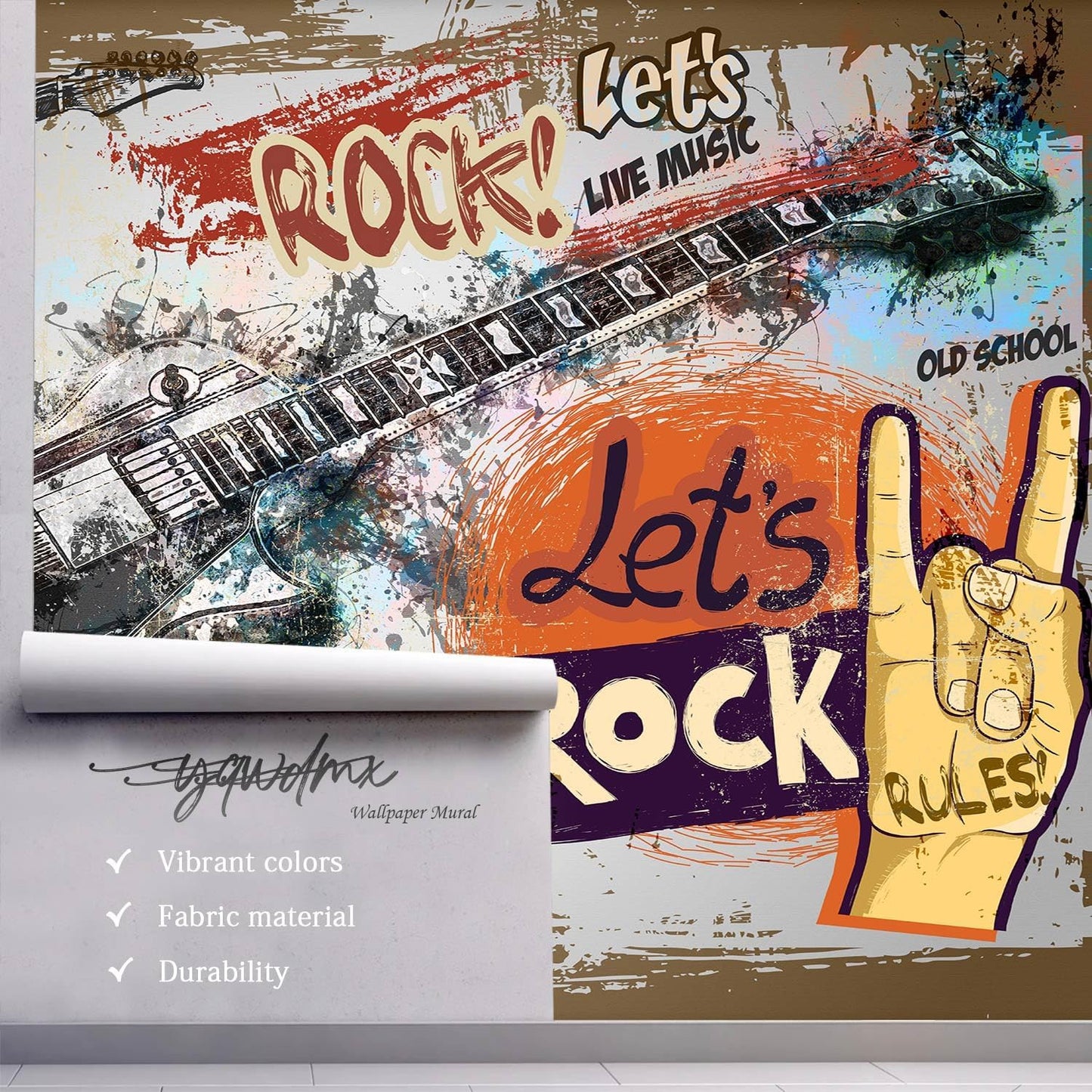 -Vintage Graffiti Hand-Painted Wall Bedroom Mural XT17 S 100" x 65"