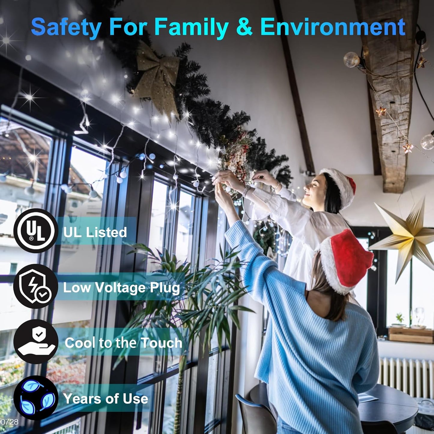 792 LED Christmas Outdoor Lights with 176 Drops, 82ft Hanging Curtain Lights 8 Modes, Christmas Fairy Lighs with Timer & Memory for House Roof Holiday Wedding Christmas Decor (Cool White)