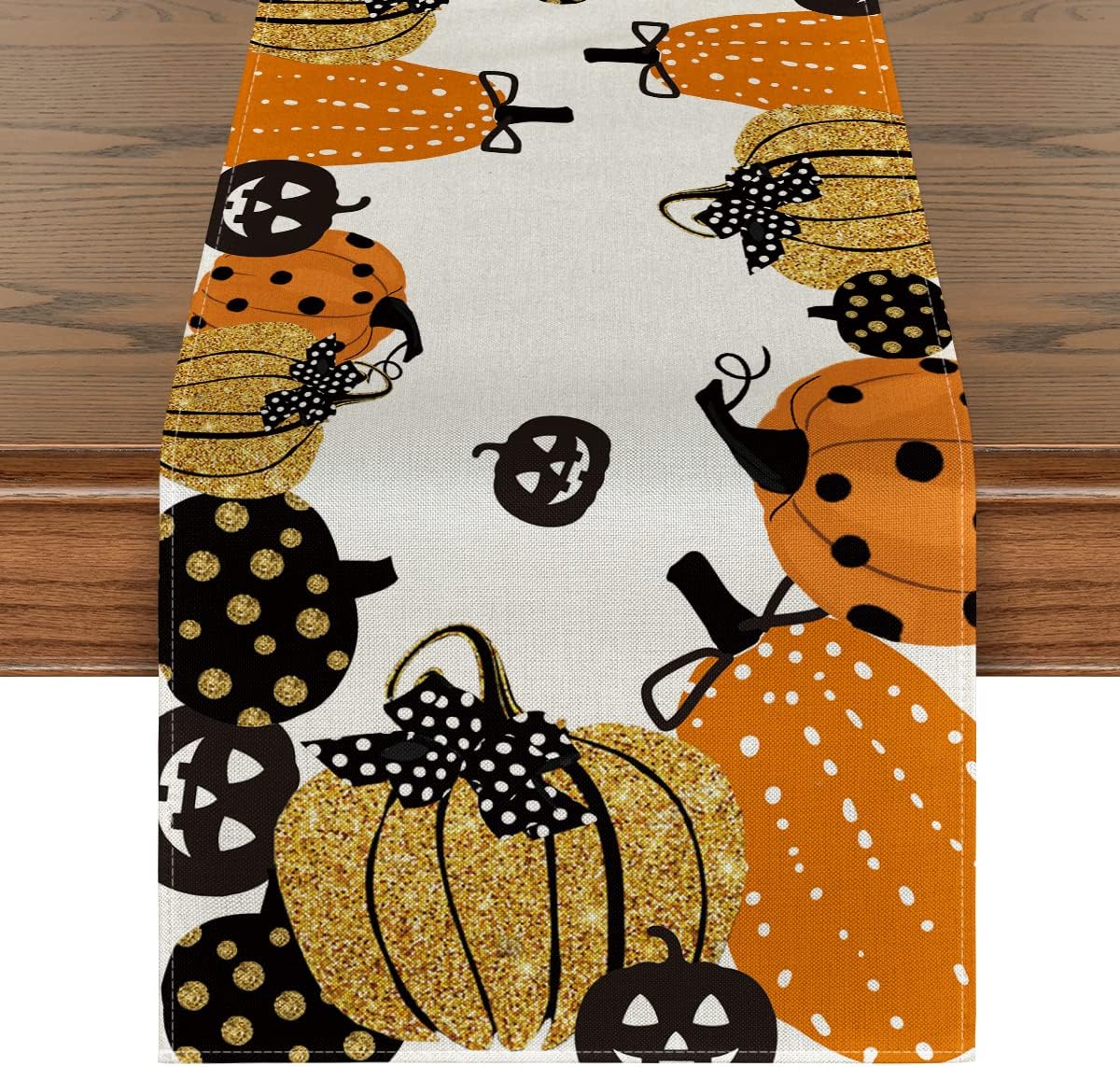 Artoid Mode Halloween Jack-O-Lantern Pumpkin Table Runner, Holiday Kitchen Dining Table Decoration for Indoor Outdoor Home Party Decor 13 x 48 Inch