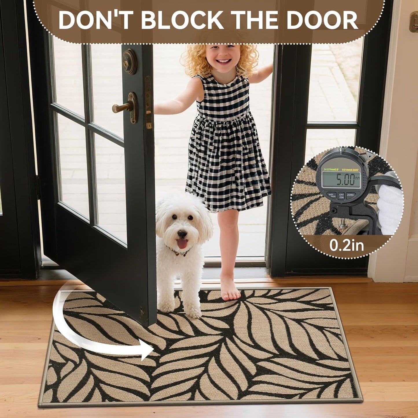 Front Door Mat Indoor Outdoor Entrance, 31''x47'' All-Season Waterproof Welcome Mat, Heavy Duty Non-Slip Rubber Backing, Patio Porch Doormat, Low Profile, Trap Dirt and Moisture, Brown