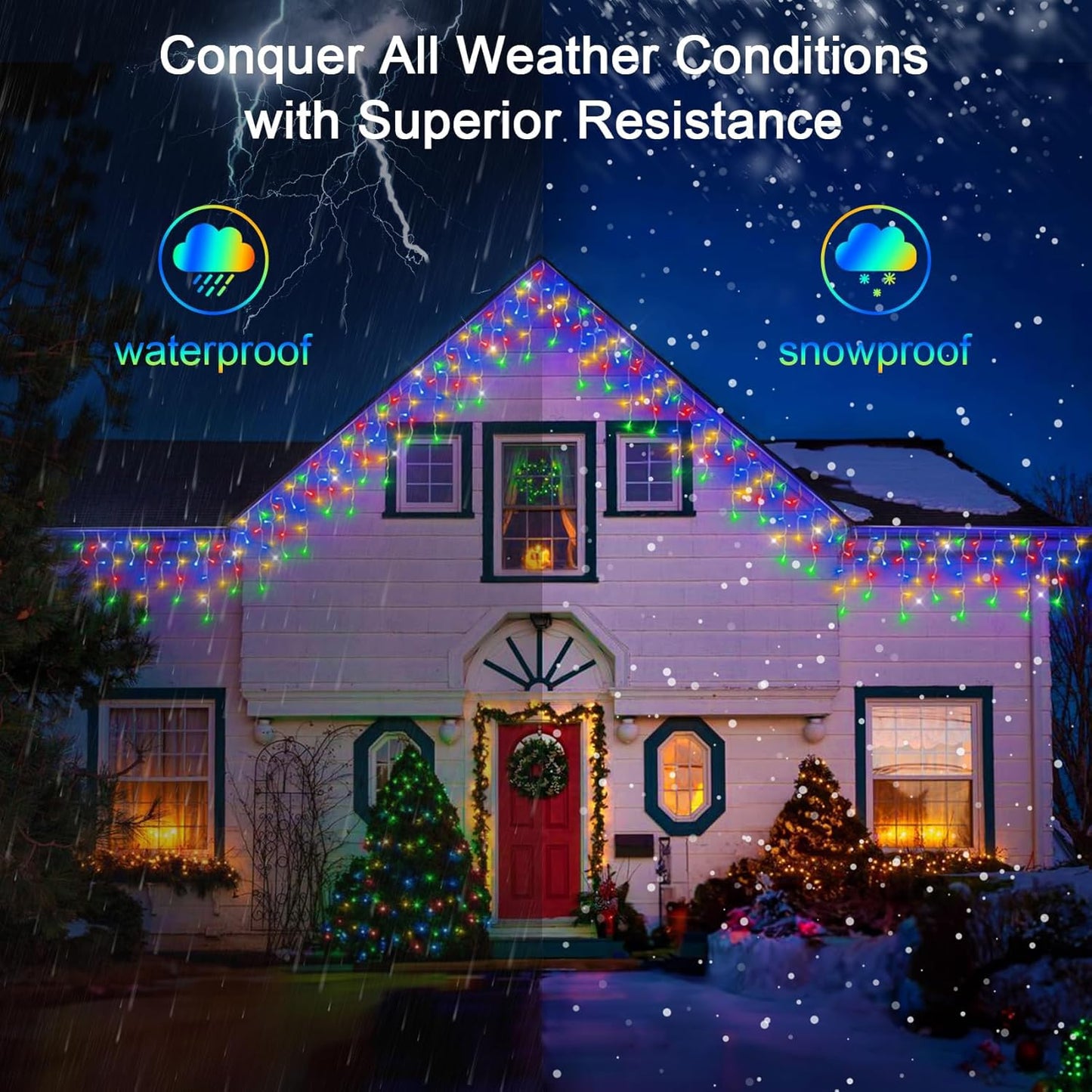 66FT 666 LED Outdoor Christmas Lights - 148 Ice Drops, 12 Pro Modes with Timer Memory & Brightness, Waterproof Hanging Ice String Light for Holiday Wedding Garden Fence House Decor (Multicolor)