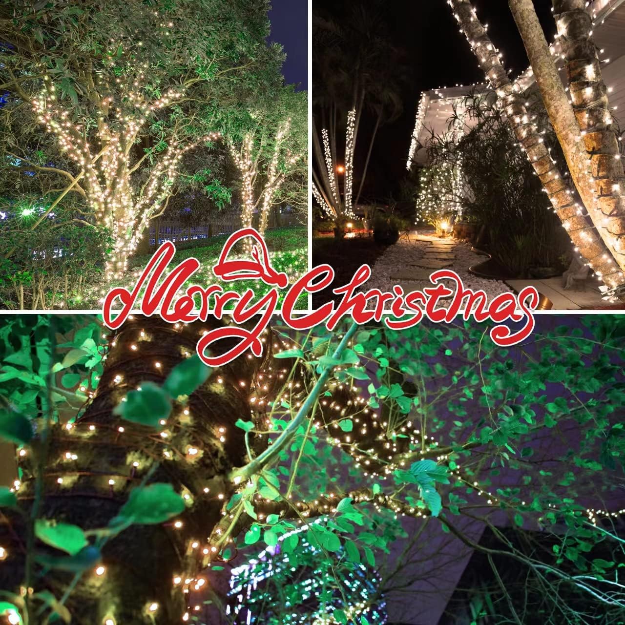 100LIGHTS WARM WHITE Extra-Bright With End Connectors Christmas Decorative Lights 5.98m UL Certified Mini String Light Set Waterproof for Home Garden Holiday Christmas Tree Party Patio Wedding