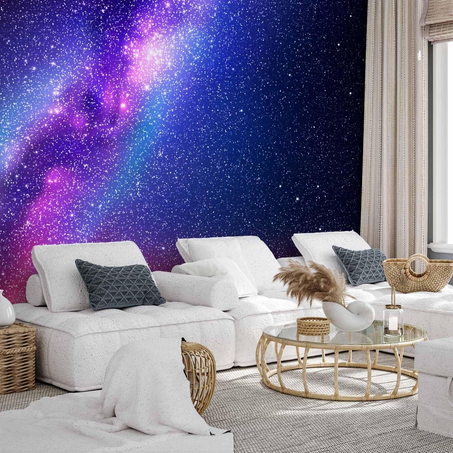 artgeist Wall Mural Galaxy 154x110 in - Peel and Stick Self-Adhesive Wallpaper Removable Large Sticker Foil Wall Decor Print Picture Image Abstract Space Sky Star Cloud Violet f-C-0487-a-a