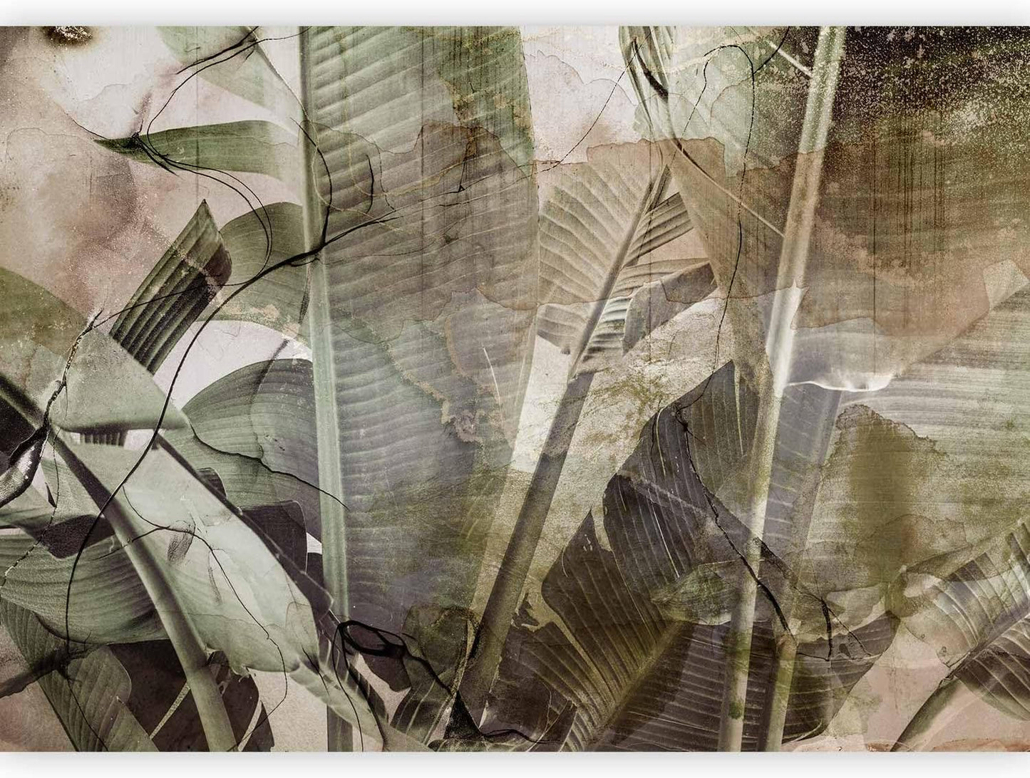 artgeist Wall Mural Tropical Leaves 135x101 in - XXL Peel and Stick Self-Adhesive Wallpaper Removable Large Sticker Foil Wall Decor Print Picture Image Design Jungle Nature Like Painted b-C-0776-a-a