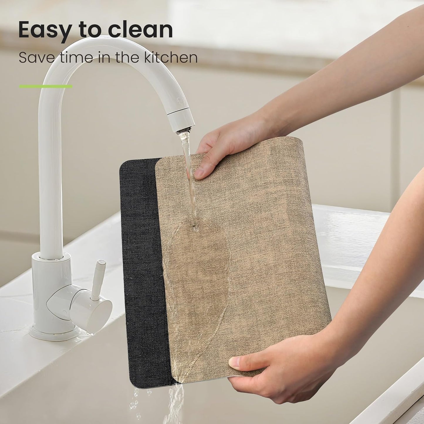 Faux Leather Dual Sided Placemats Set of 6, Square Non-Slip Heat Resistant Placemats with Coaster, Reversible wipeable Waterproof Table Mats for Kitchen, Dining, Outdoor (6, Black Light Coffee)