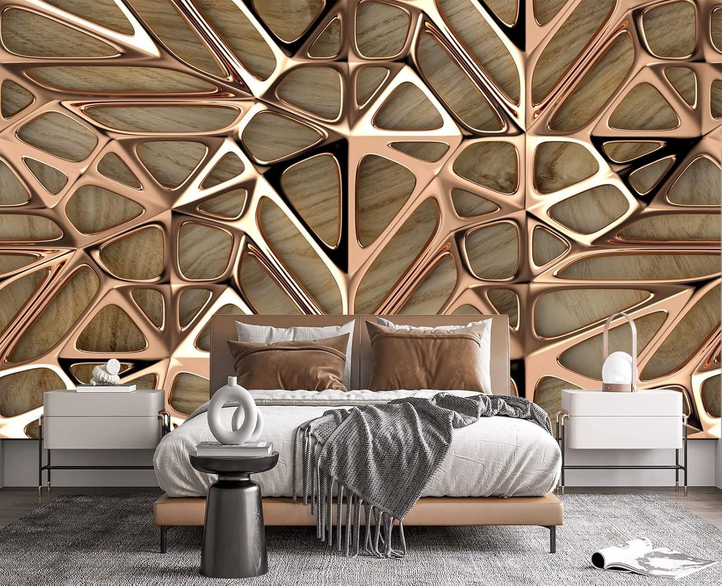 3D Metal Wall Mural Wallpaper for Bedroom 103" x 69"