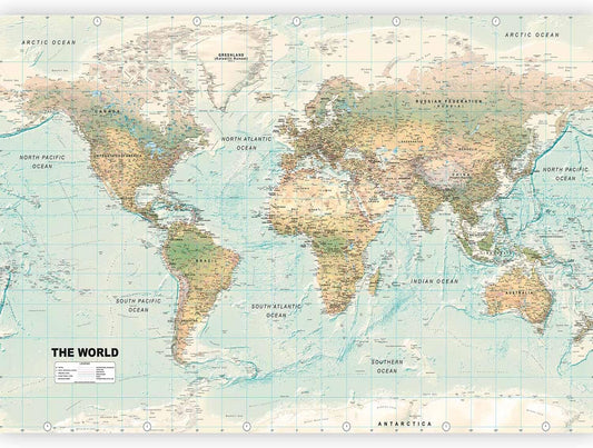 artgeist Wall Mural World Map 197x138 in - XXL Non-Woven Wallpaper Fleece Wall Decor Photo Print Picture Image Design Home Map of The World k-A-0091-a-d