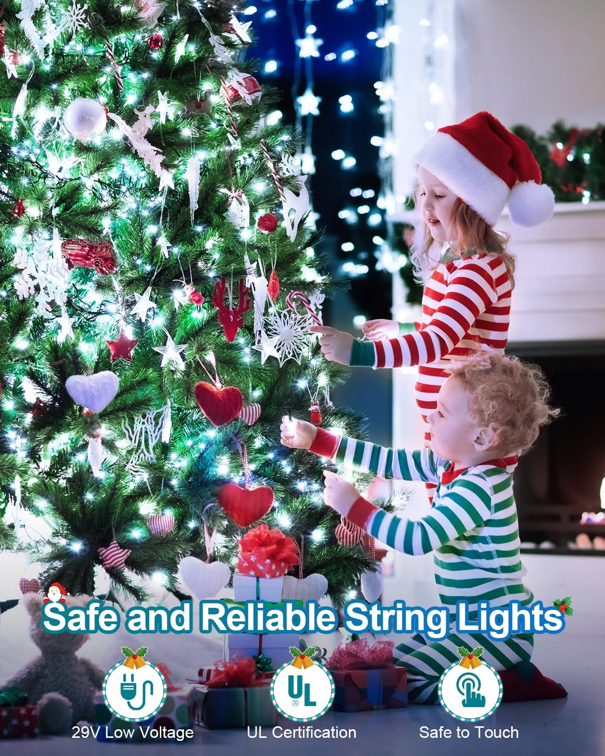 158 FT 480 LED Christmas Tree Lights, String Lights Green Wire with 8 Modes, Timer and Memory, Plug in Outdoor Waterproof Twinkle Lights for Indoor Yard Xmas Holiday, Cool White