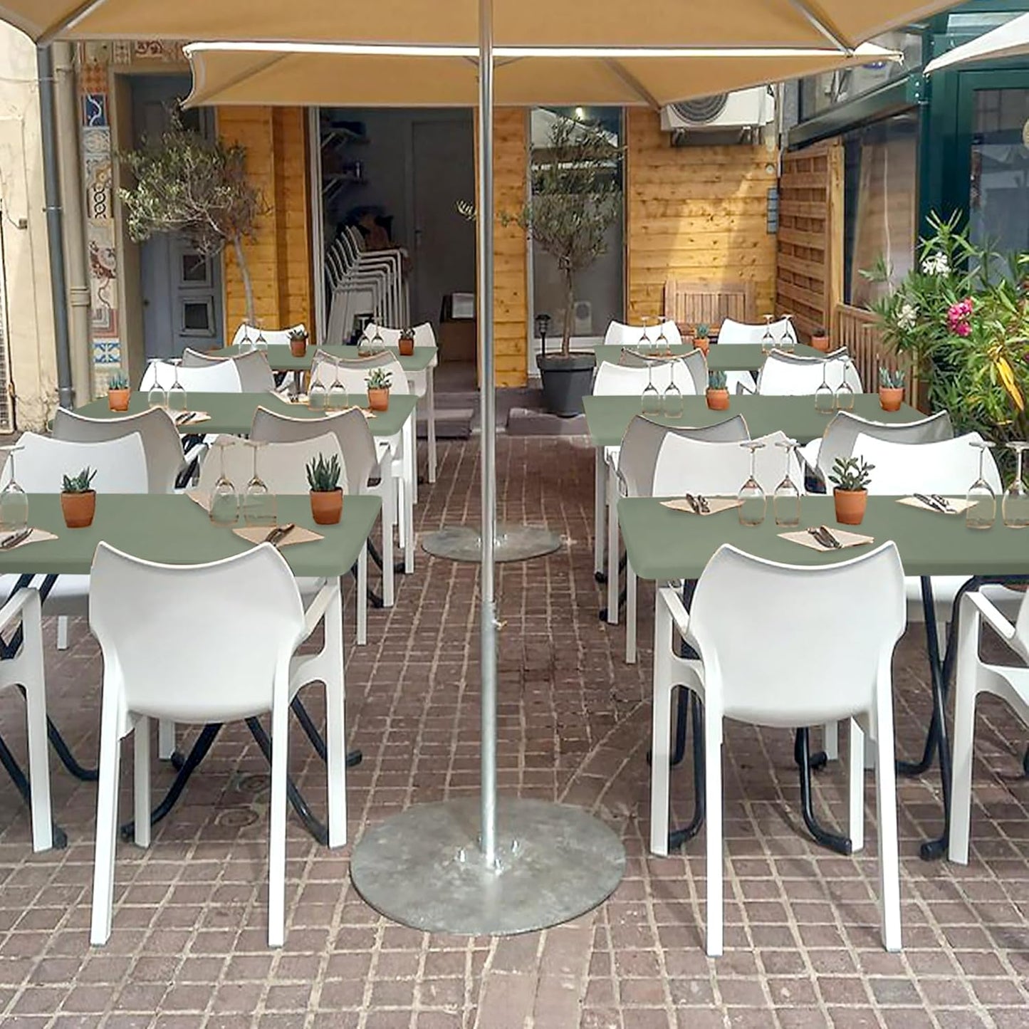 Fitted Tablecloth for 6 Foot Rectangle Tables-4 Pack Sage Elastic Outdoor Picnic Table Cover-Spandex Stretch Folding Table Cloths 6 ft for Camping Dining Room Patio Kitchen Banquet Party