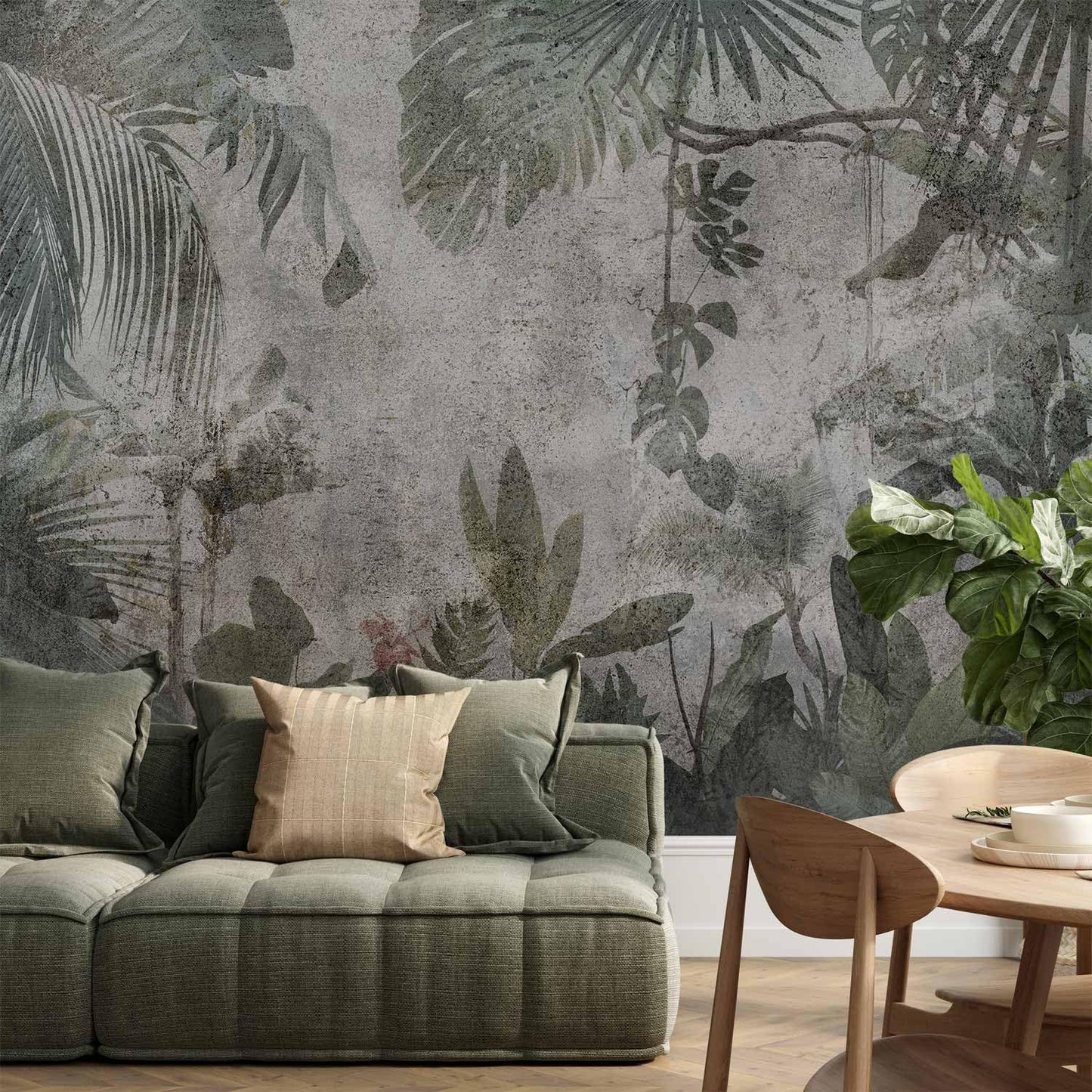 artgeist Premium Wall Mural Tropical Leaves 118x83 in - XXL Non-Woven Wallpaper Fleece Wall Decor Photo Print Picture Image Design Landscape Jungle Nature Monstera Palm Leaves b-C-0821-a-a