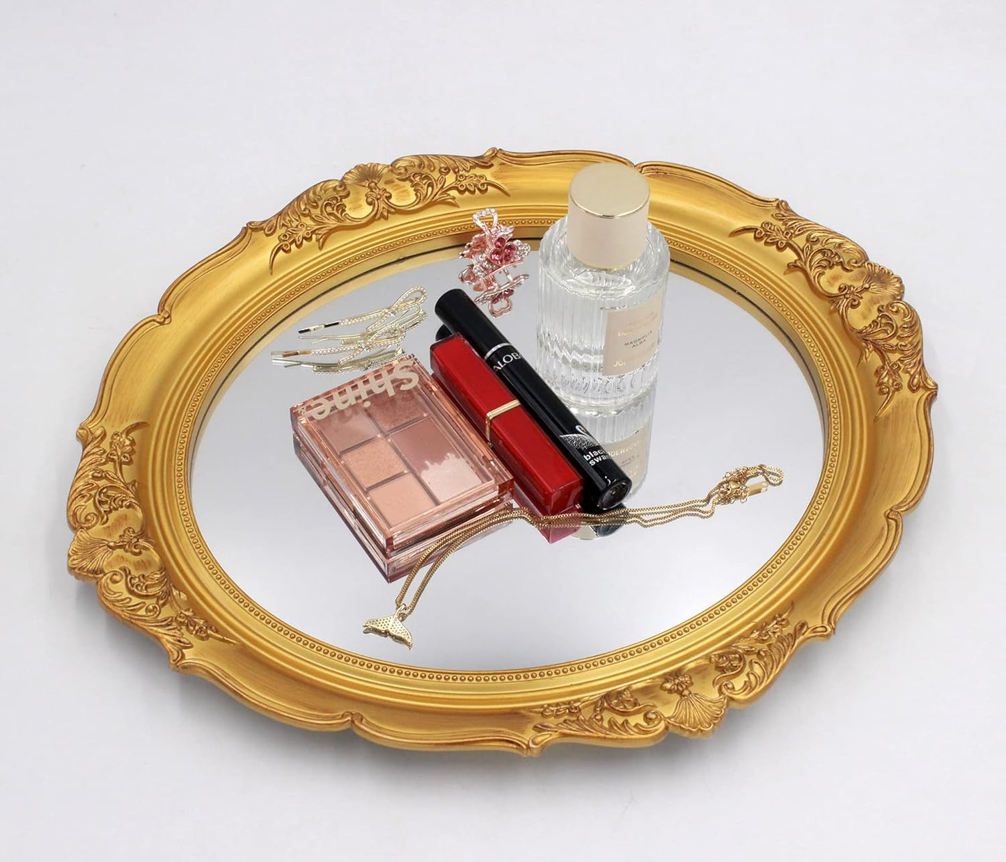 14.8 x 13.1 inch Oval Wall Mirror Vintage Style Wall Mounted (Gold)