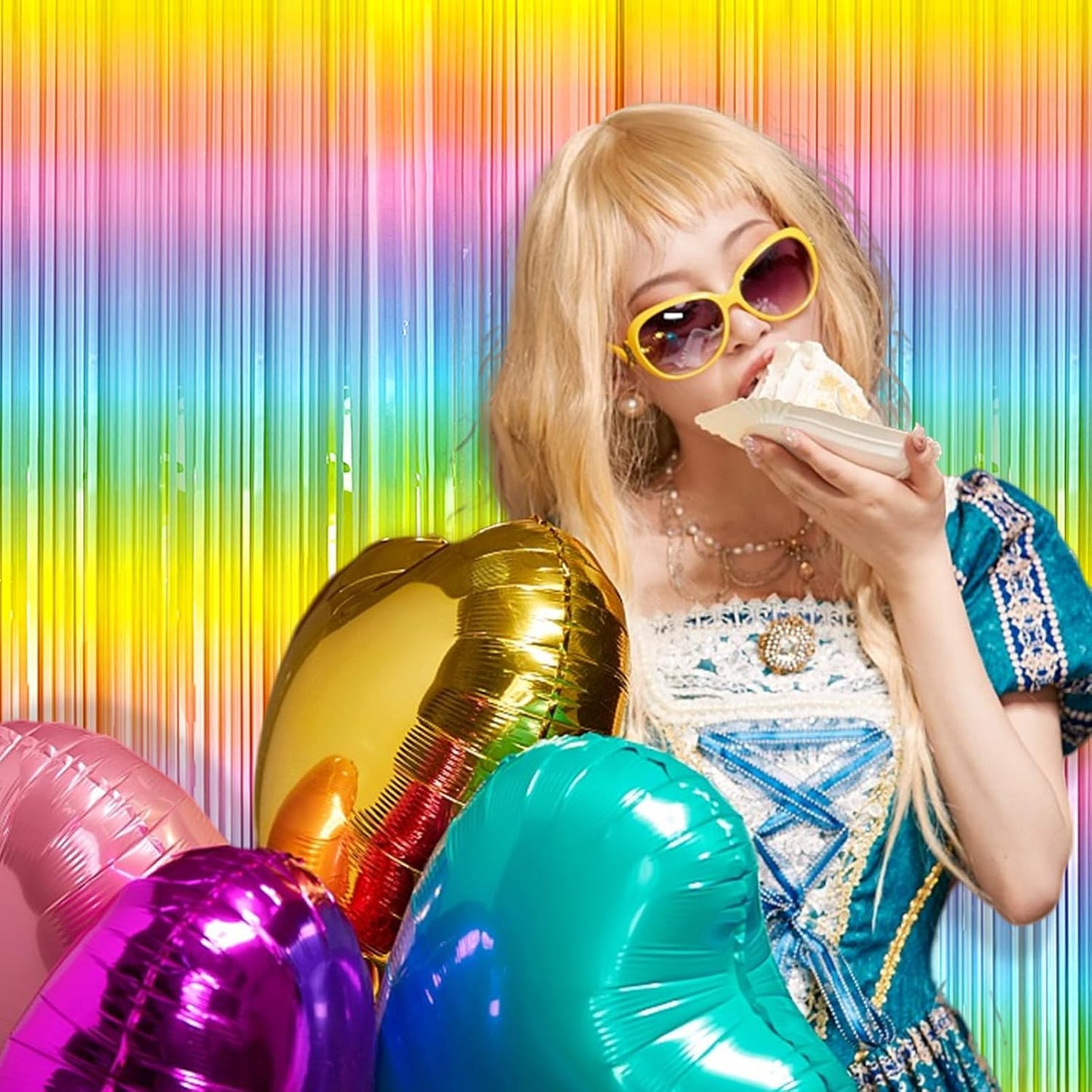 3 Pack Backdrop Pastel Rainbow Foil Fringe Backdrop Curtains Dance Party Decorations Photo Booth Props for Bachelorette Easter Decorations Christmas Halloween New Years Eve Party Supplies