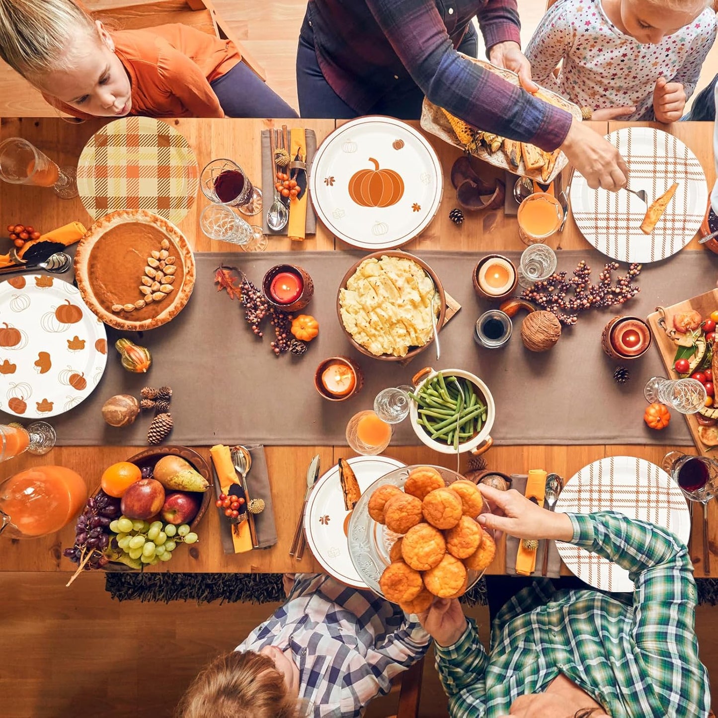 48Pcs Fall 7inch Paper Plates - Pumpkin Maple Leaf Dessert Plates for Cake Salad Fruit Disposable Autumn Party Supplies for Fall Thanksgiving Harvest Picnic Decoration, 4 Styles