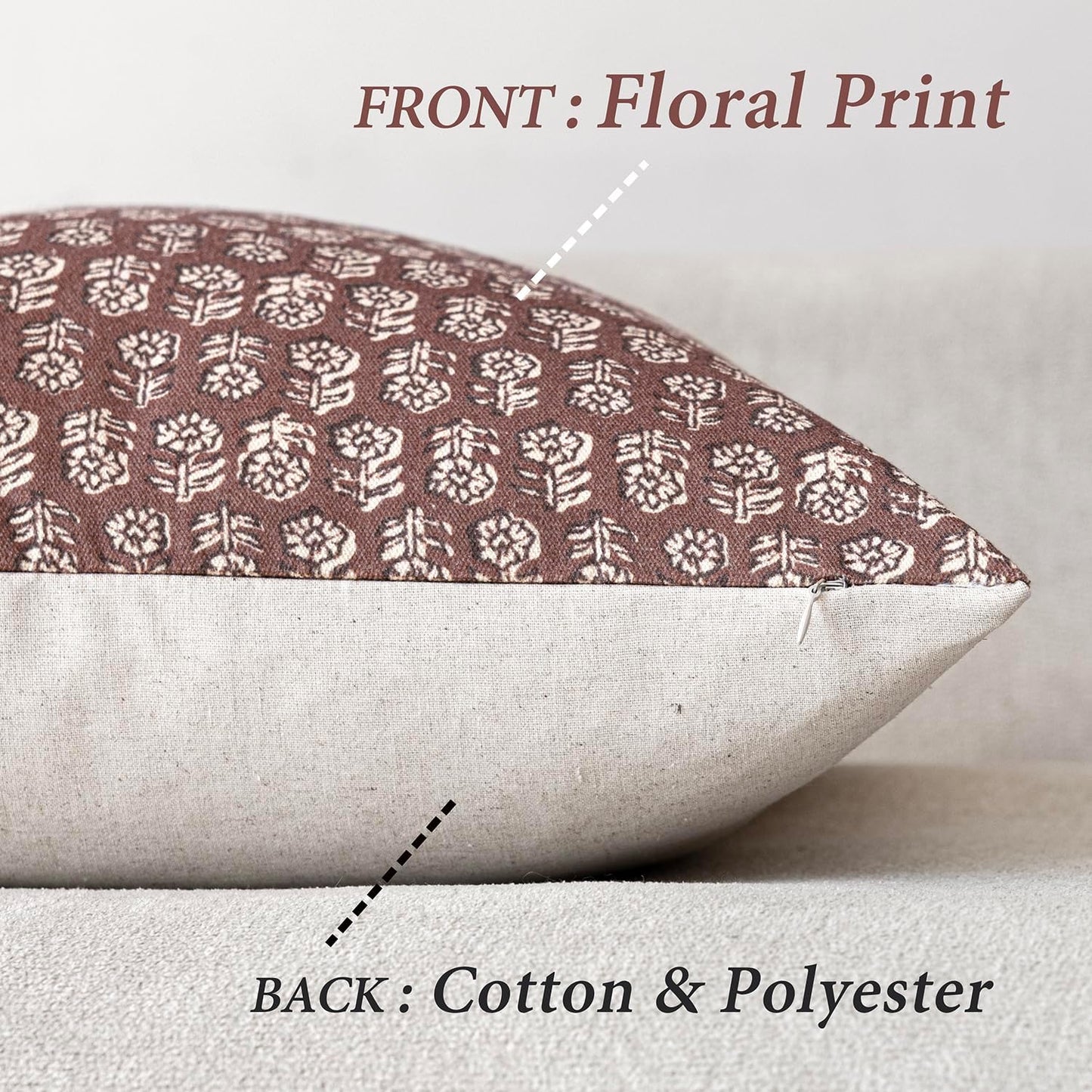 Foindtower Set of 2 Decorative Vintage Floral Print Throw Pillow Covers Neutral Modern Farmhouse Cushion Covers Boho Home Decor for Sofa Chair Couch Bedroom Living Room Outdoor,18×18 Inch,Wine Red