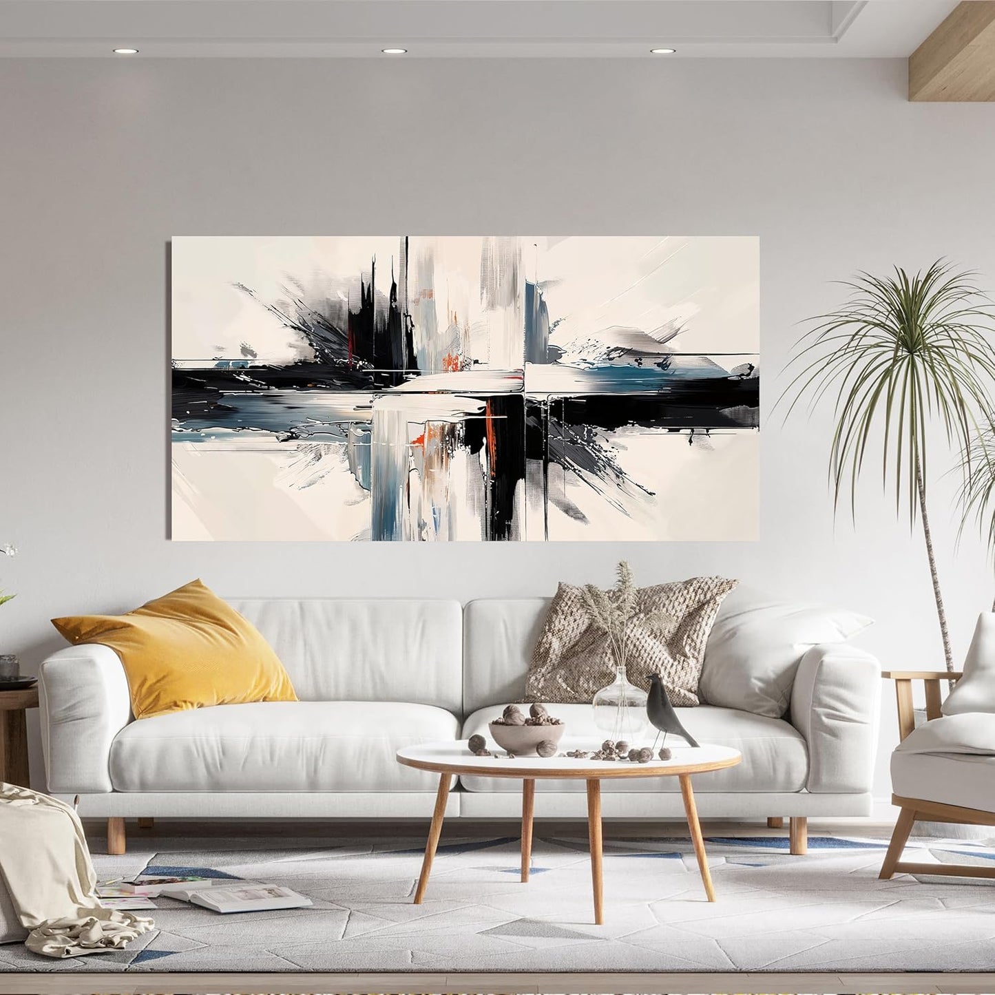 Abstract Wall Art Decorations Modern Large Wall Art for Living Room Abstract Canvas Art Wall Decor Minimalist Black and White Wall Art Prints Artwork for Walls Bedroom Office Home Decor 24" X 48"