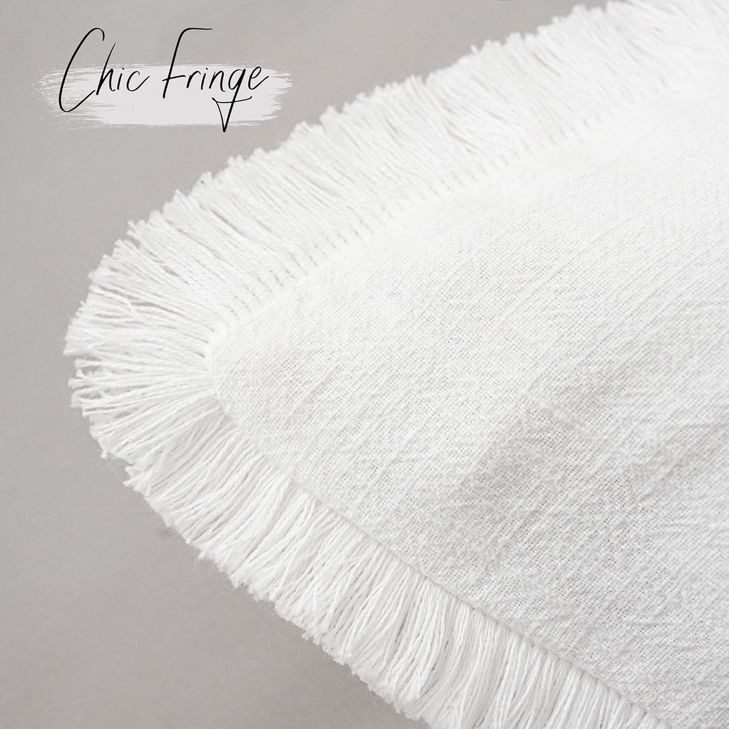 Foindtower Set of 2 Decorative Linen Fringe Throw Pillow Covers Cozy Boho Farmhouse Cushion Cover with Tassels Soft Accent Pillowcase for Couch Sofa Bed Living Room Home Decor,12×24 Inch,White