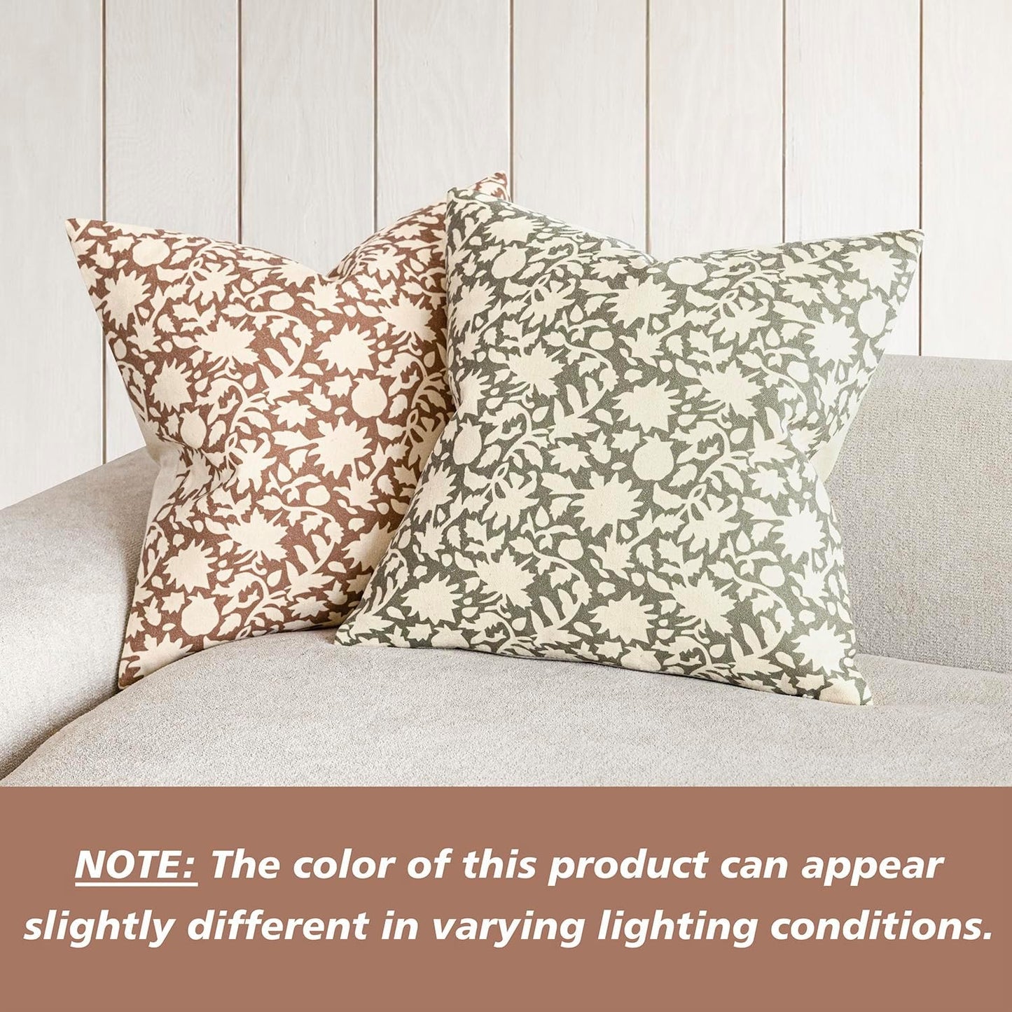 Foindtower Set of 2 Decorative Neutral Floral Throw Pillow Covers Accent Farmhouse Cushion Covers Boho Pillowcase for Couch Sofa Bedroom Living Room Home Decor Outdoor,20×20 Inch,Light Orange Brown