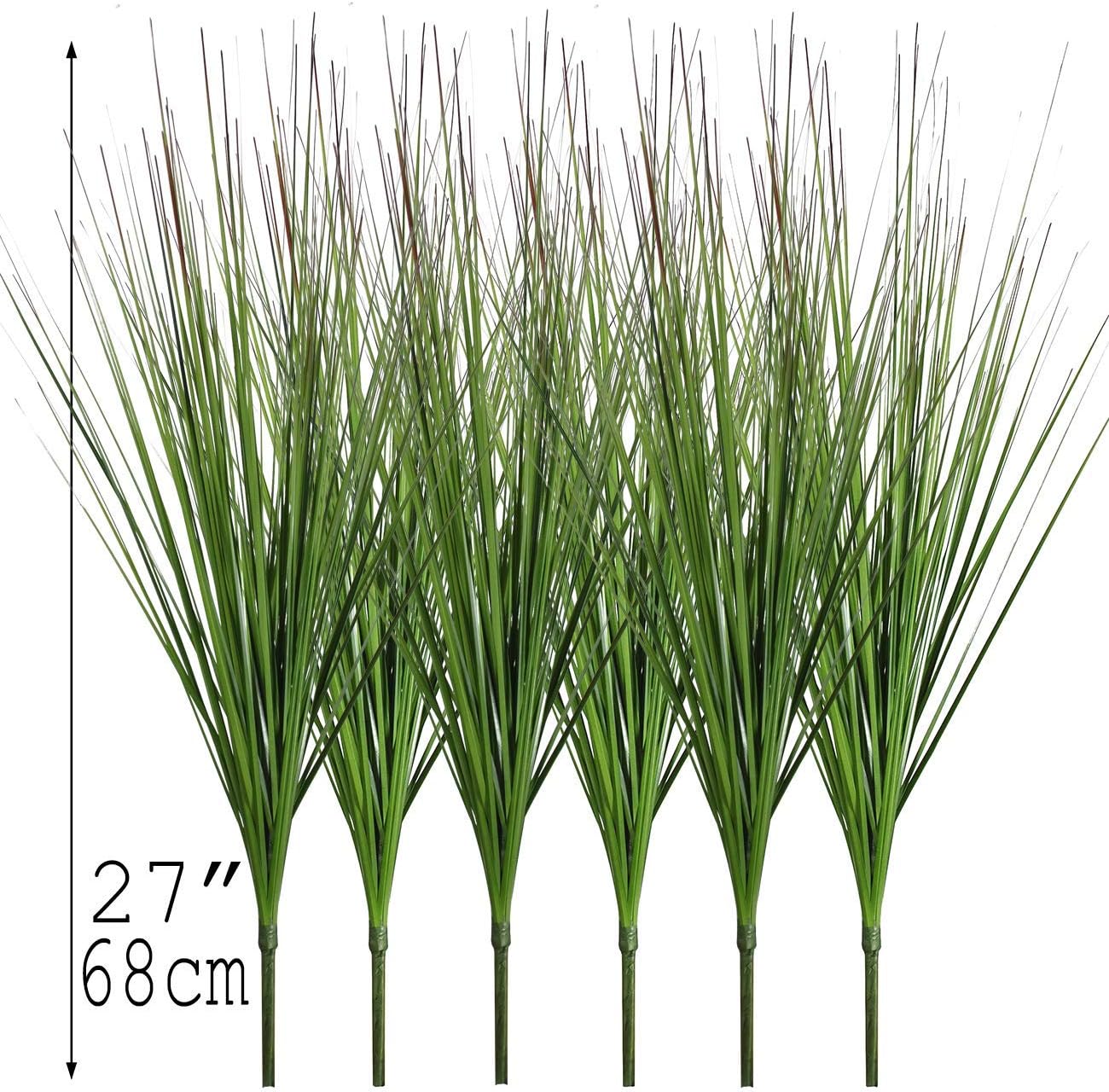 27" Artificial Plants Onion Grass Greenery Faux Fake Shrubs Plant Flowers Wheat Grass for House Home Indoor Outdoor Office Room Gardening Indoor Décor 6 Pack