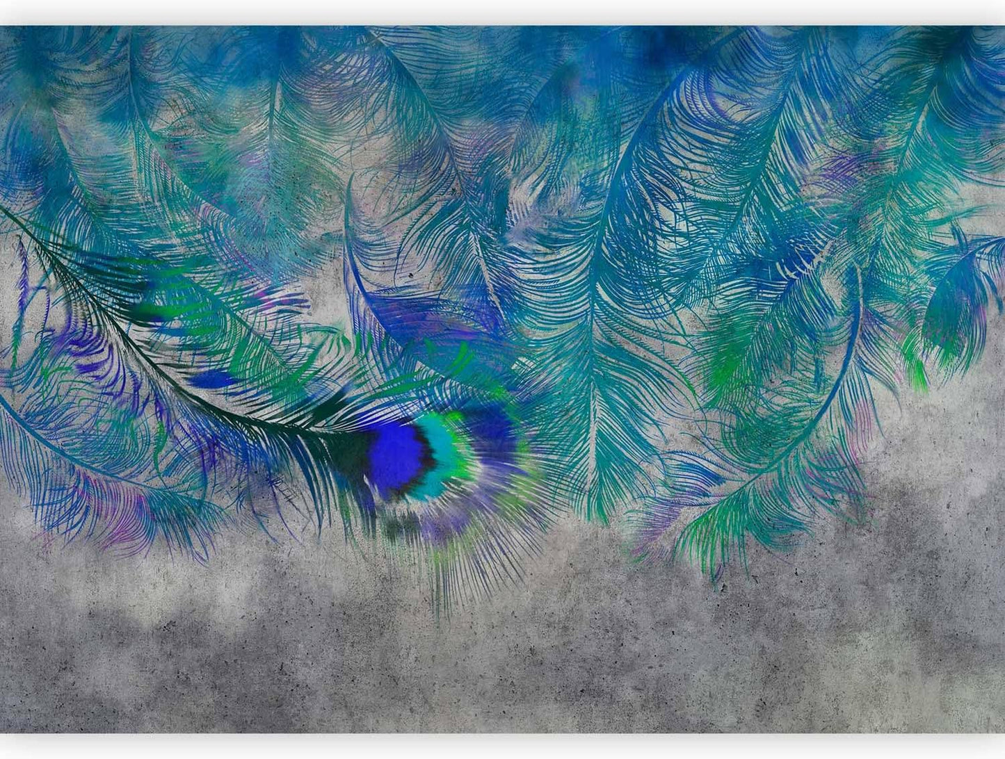 artgeist Premium Wall Mural Cement Feather 157x110 in - XXL Non-Woven Wallpaper Fleece Wall Decor Photo Print Picture Image Design Landscape Colorful Abstract n-A-1488-a-a