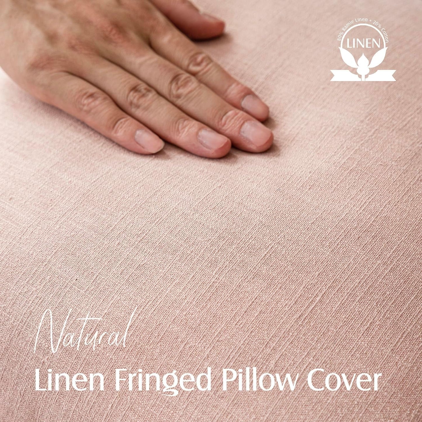 Foindtower Set of 2 Decorative Linen Fringe Lumbar Throw Pillow Covers Boho Farmhouse Cushion Cover with Tassels Soft Accent Pillowcase for Couch Sofa Bed Living Room Home Decor,12×20 Inch,Light Pink