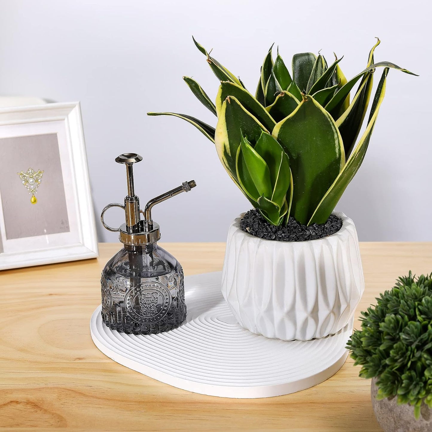 Glass Plant Mister Spray Bottle, Vintage Plant Spritzer, Succulent Spray Bottle with Top Pump, Small Plant Sprayer Mister Glass Watering Can for Indoor Outdoor House Plant - Grey