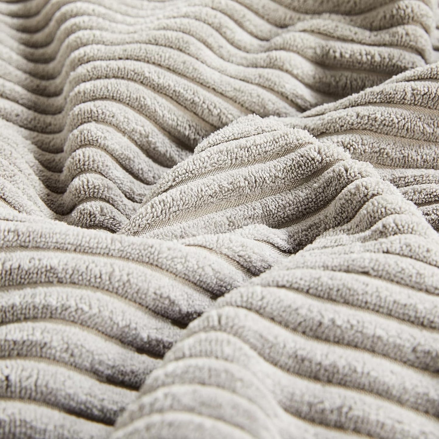 Fancy Homi 2 Packs Neutral Grey Decorative Throw Pillow Covers 16x16 Inch for Living Room Couch Bed, Rustic Farmhouse Boho Home Decor, Soft Corss Patchwork Corduroy Textured Square Cushion Case 40cm