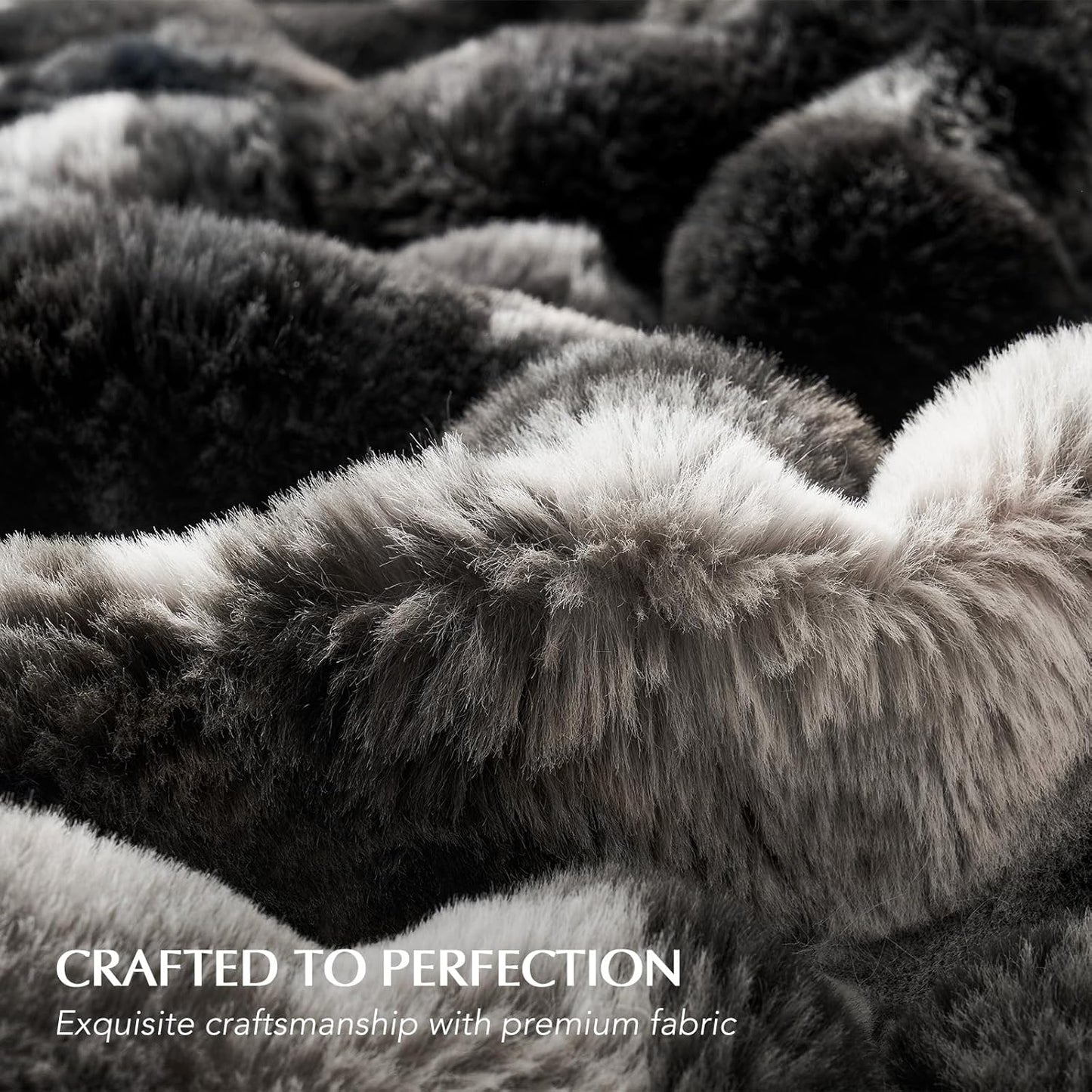 EVERGRACE Ultra Soft Luxury Fluffy Ridgeline Faux Rabbit Fur Bubble Throw Blanket, Thick Warm Fuzzy Throw for Bed, Cozy Plush Reversible Blanket for Couch,Charcoal Gray Heather, 60x80 Inches, 870 GSM