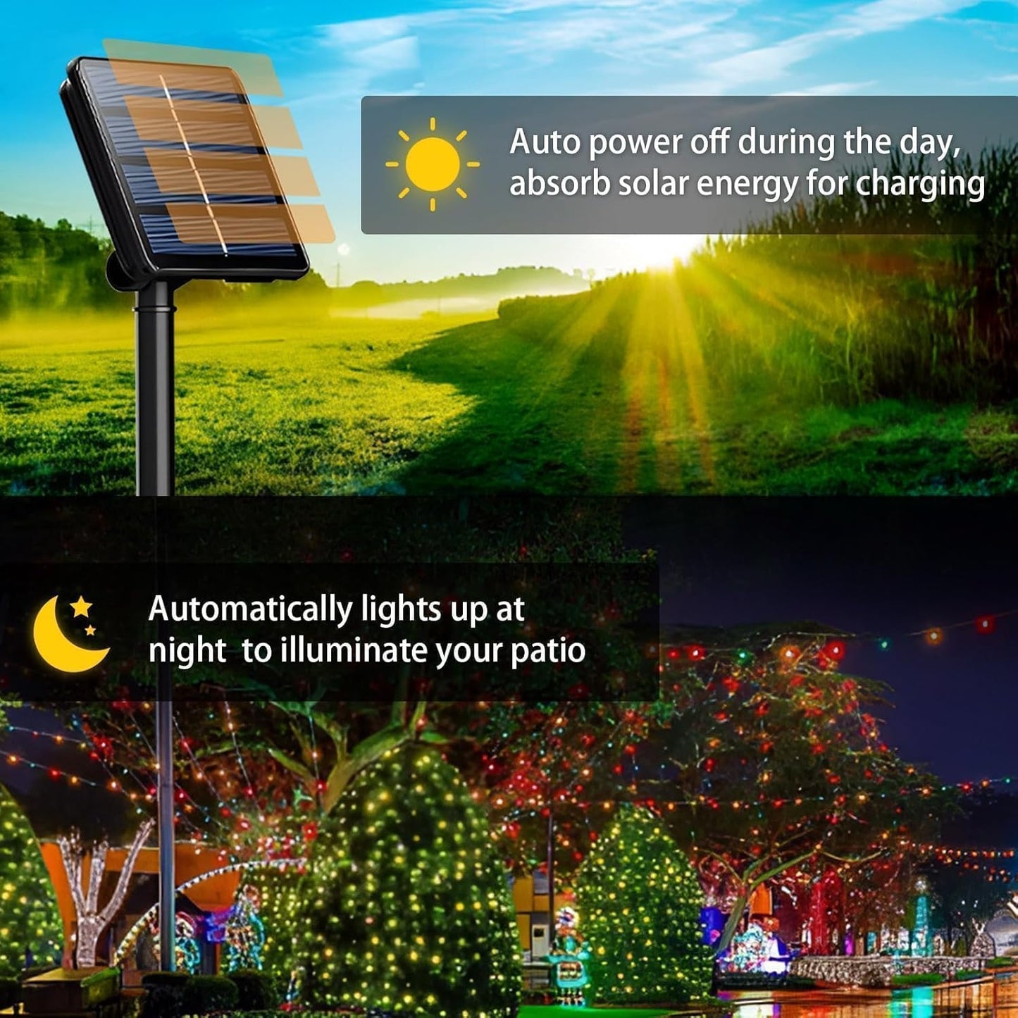 6-Pack Solar String Lights, 600 LED Extra-Long 236Ft Solar Christmas Lights Outdoor Waterproof, 8 Modes Multicolor Led Outdoor Light for Garden, Patio, Wedding, Christmas Decorations