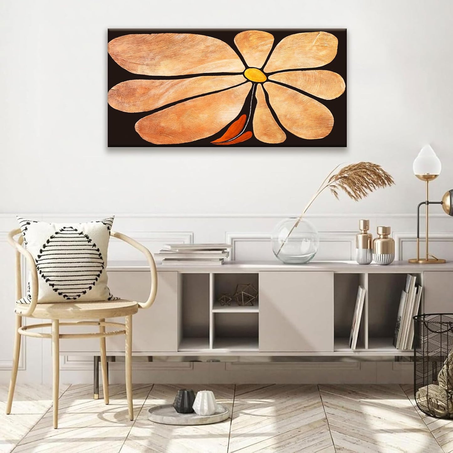 Flower Abstract Wall Art Canvas Art Wall Decor Prints Picture Landscape Flowers Painting Brown Floral Wall Art Bedroom Bathroom Office Home Wall Decor 20"X40"Ready To Hang