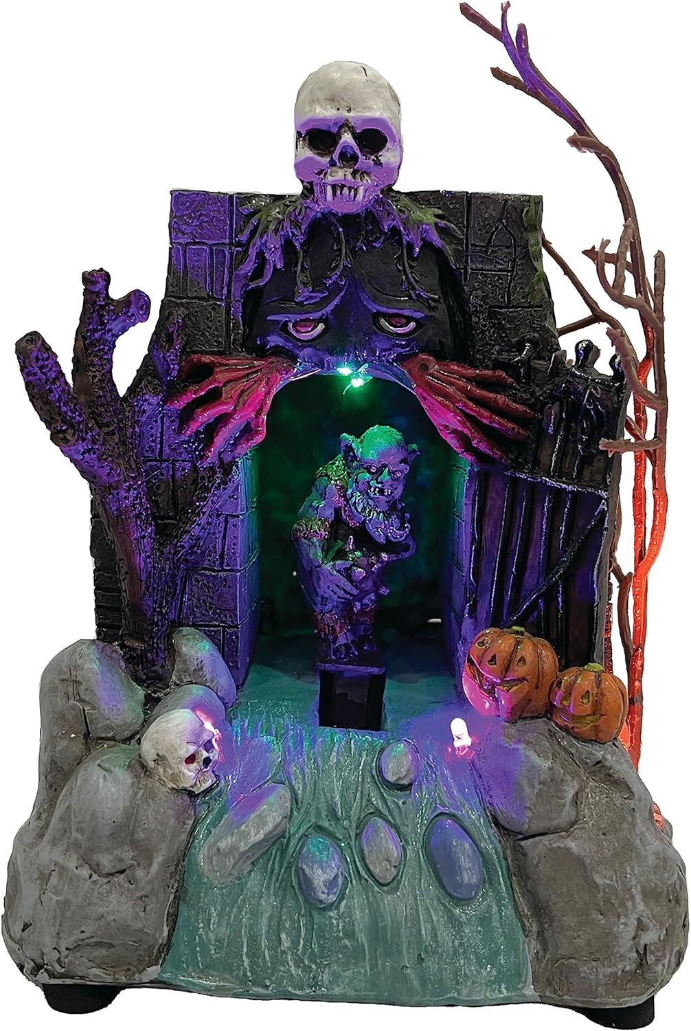 Animated Drainpipe Ghoul Halloween Figurine | Spooky Town Collection Accessories with Multi-Color LED, Motion and Sound for Halloween Decorations | 8.66 Inch