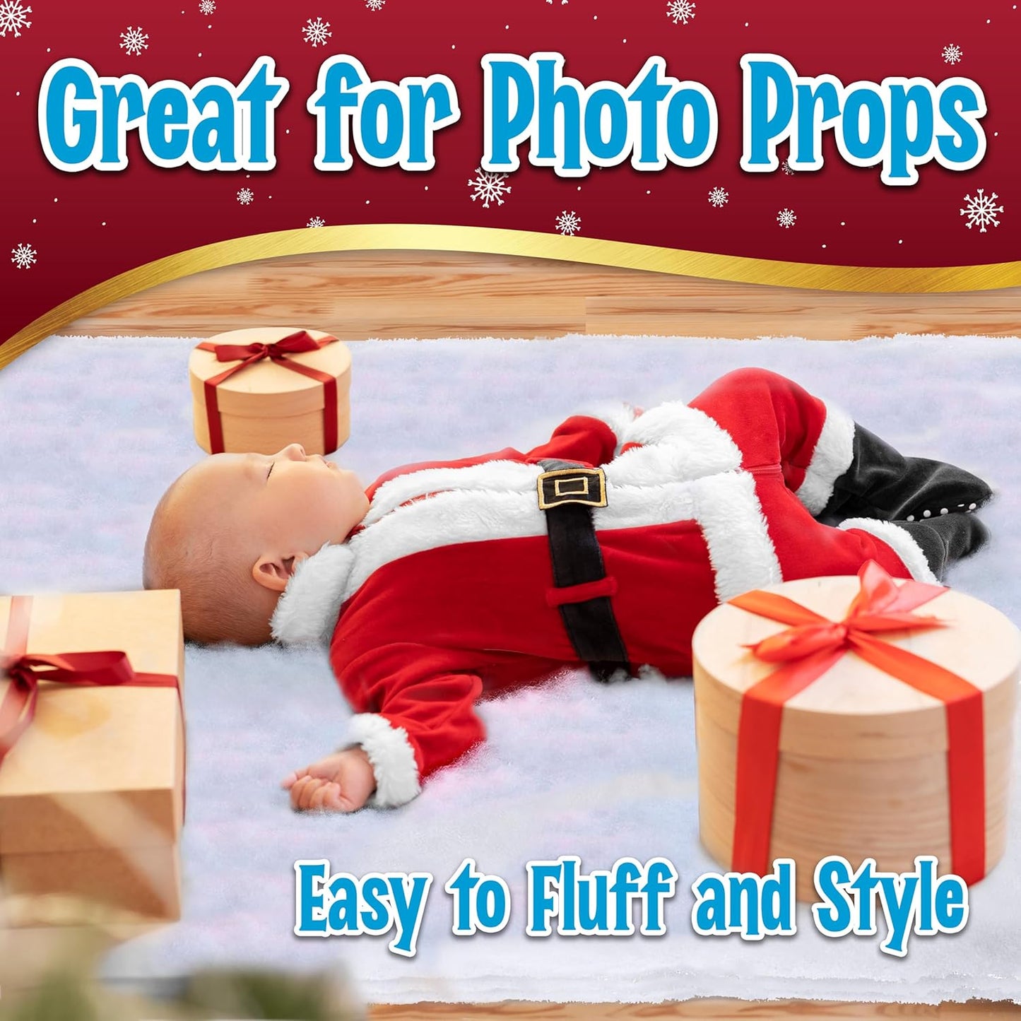 Fake Snow Blanket Roll for Christmas Village Displays, Christmas Tree Deocration, Snow Party Table Runner - Thick Fluffy Faux Snow Backdrop Winter Wonderland Artificial Snow Blanket Cover (2.6x7.8 ft)