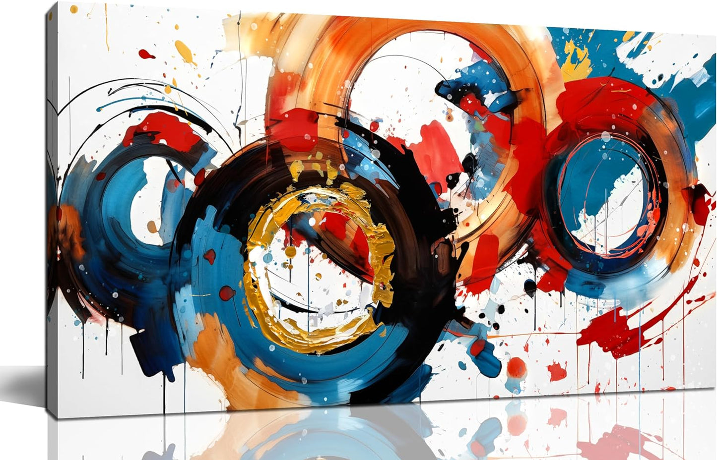 Abstract Wall Art Large Canvas Prints Modern Living Room Bedroom Home Office Wall Decor Framed Colorful Circle Abstract Picture Ready to Hang Size 20x40