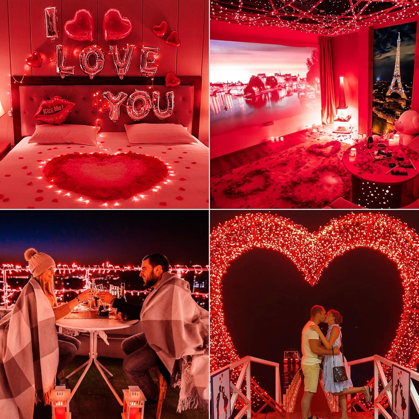 33FT 100 LEDs String Lights Waterproof Fairy Lights 8 Modes with Memory 30V UL Certified Power Supply for Home, Garden, Wedding, Party, Christmas Decoration Indoor Outdoor (Red)