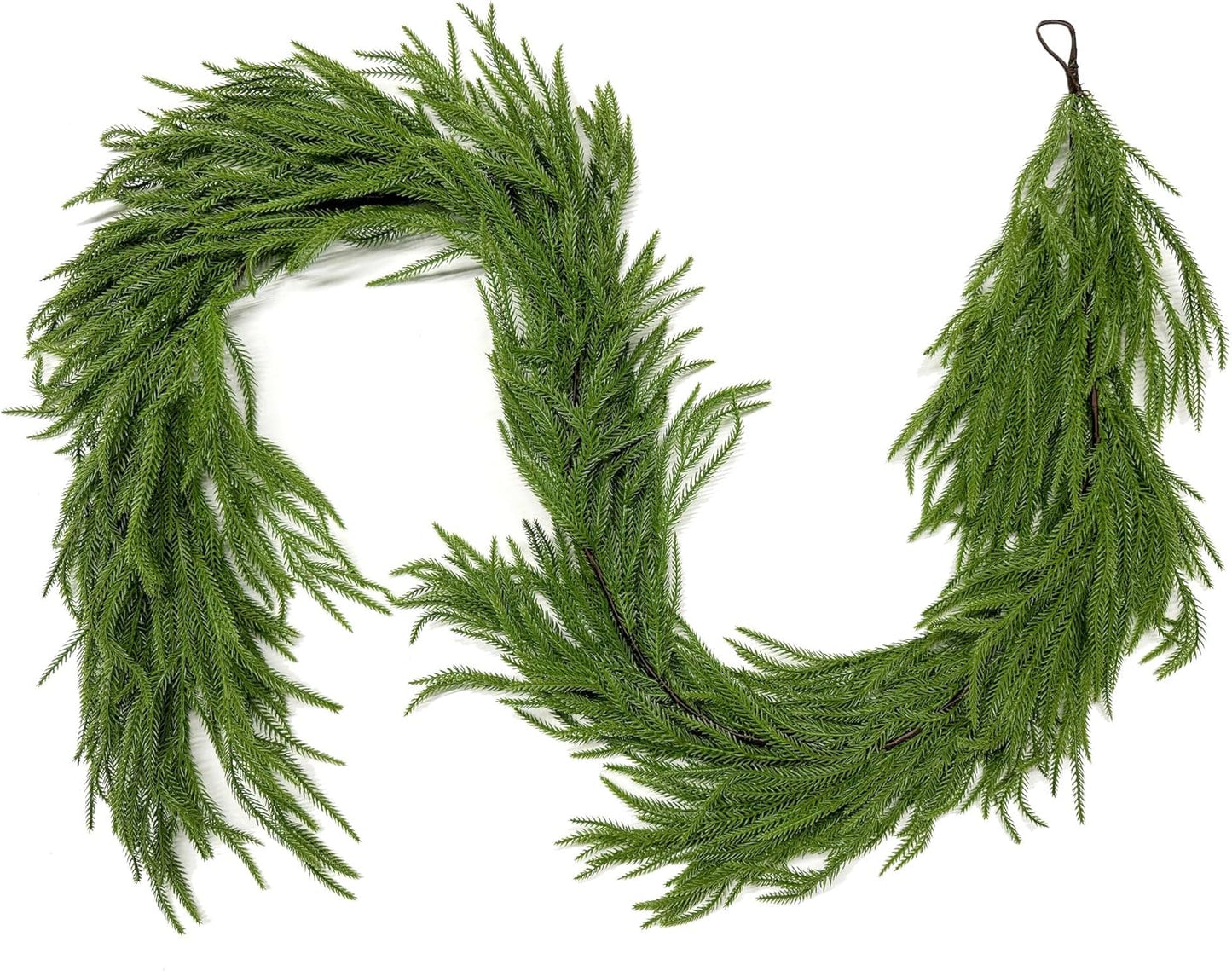 12FT Christmas Garlands Norfolk Pine Garland Real Touch Artificial Faux Greenery Garland for Holiday Indoor Outdoor Decor