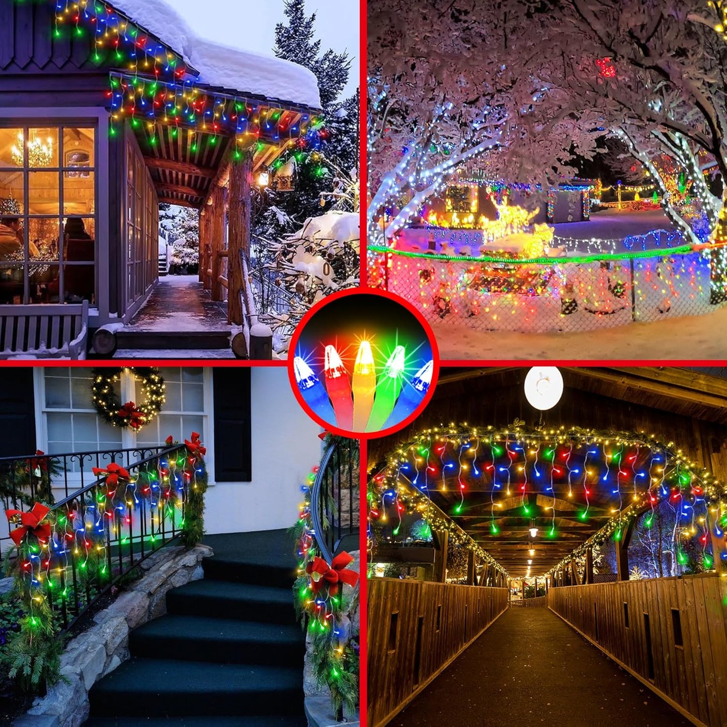 648 LED Christmas Lights with 144 Drops, 66ft 8 Modes Christmas String Lights Outdoor, Waterproof Christmas Decorations Fairy Lights with Timer Memory for Xmas Party Patio Window Fence Multicolor